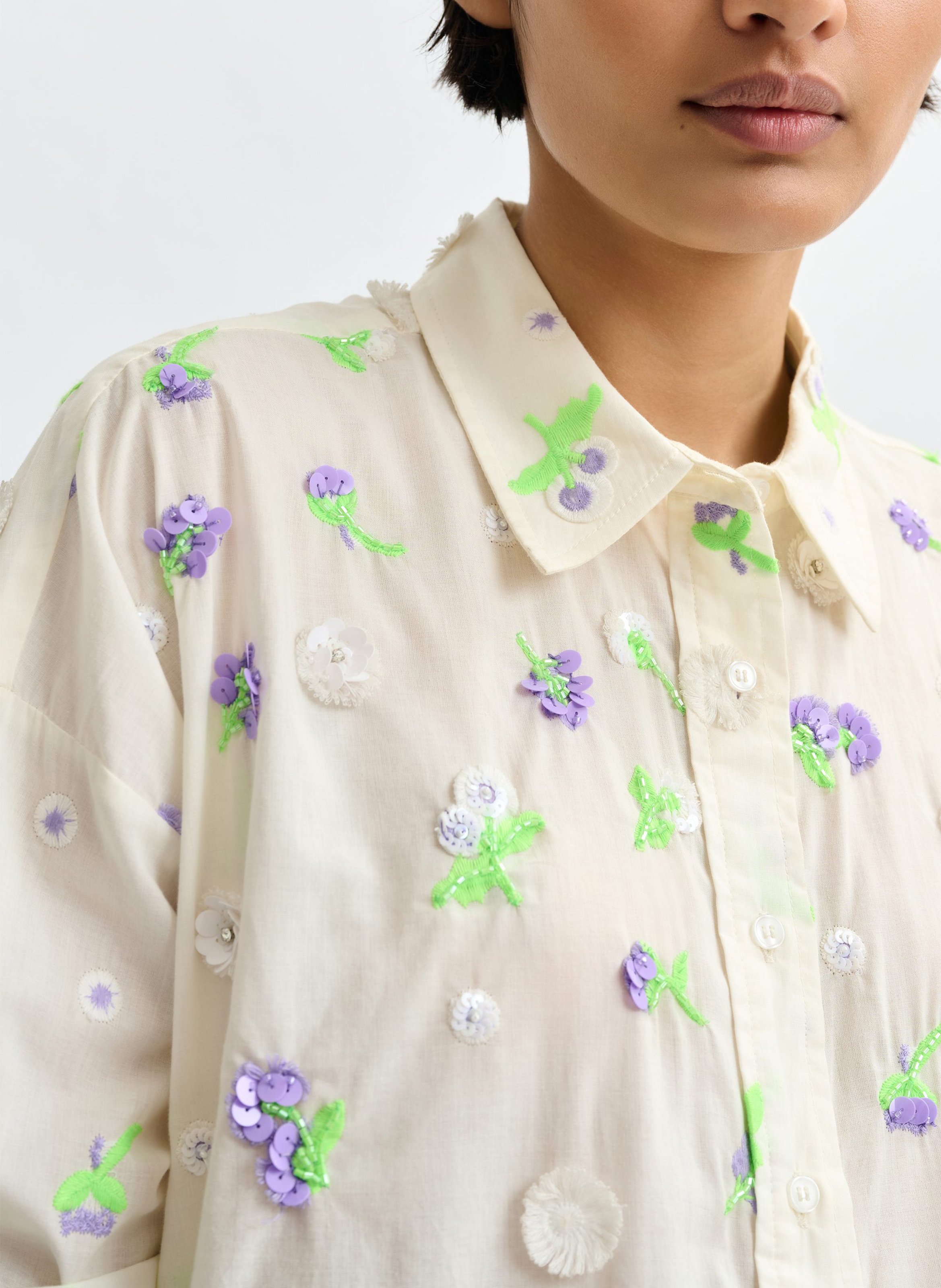 Embroidered cotton shirt  ESSENTIEL ANTWERP White