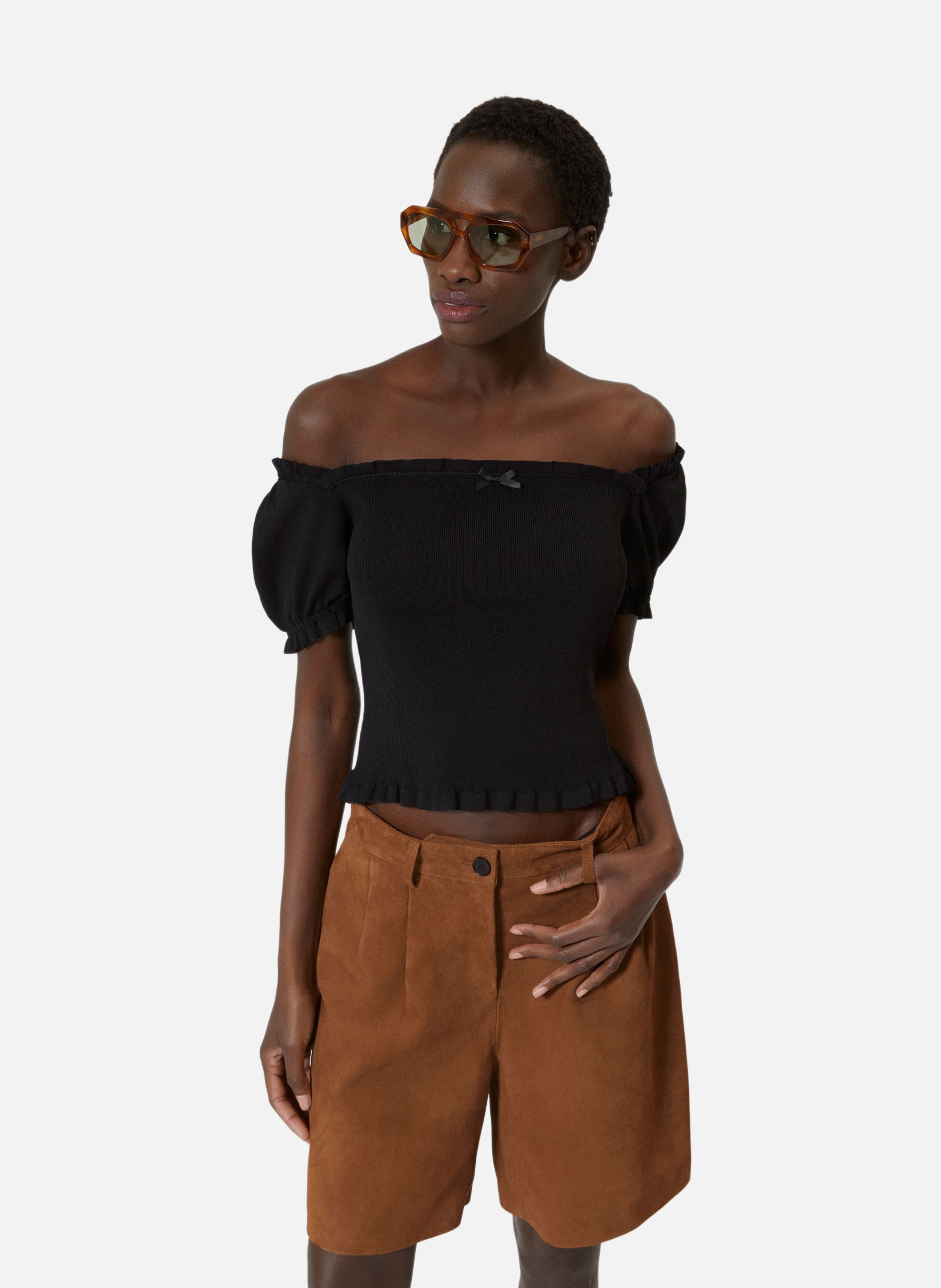 Top en maille smocké THE KOOPLES Noir