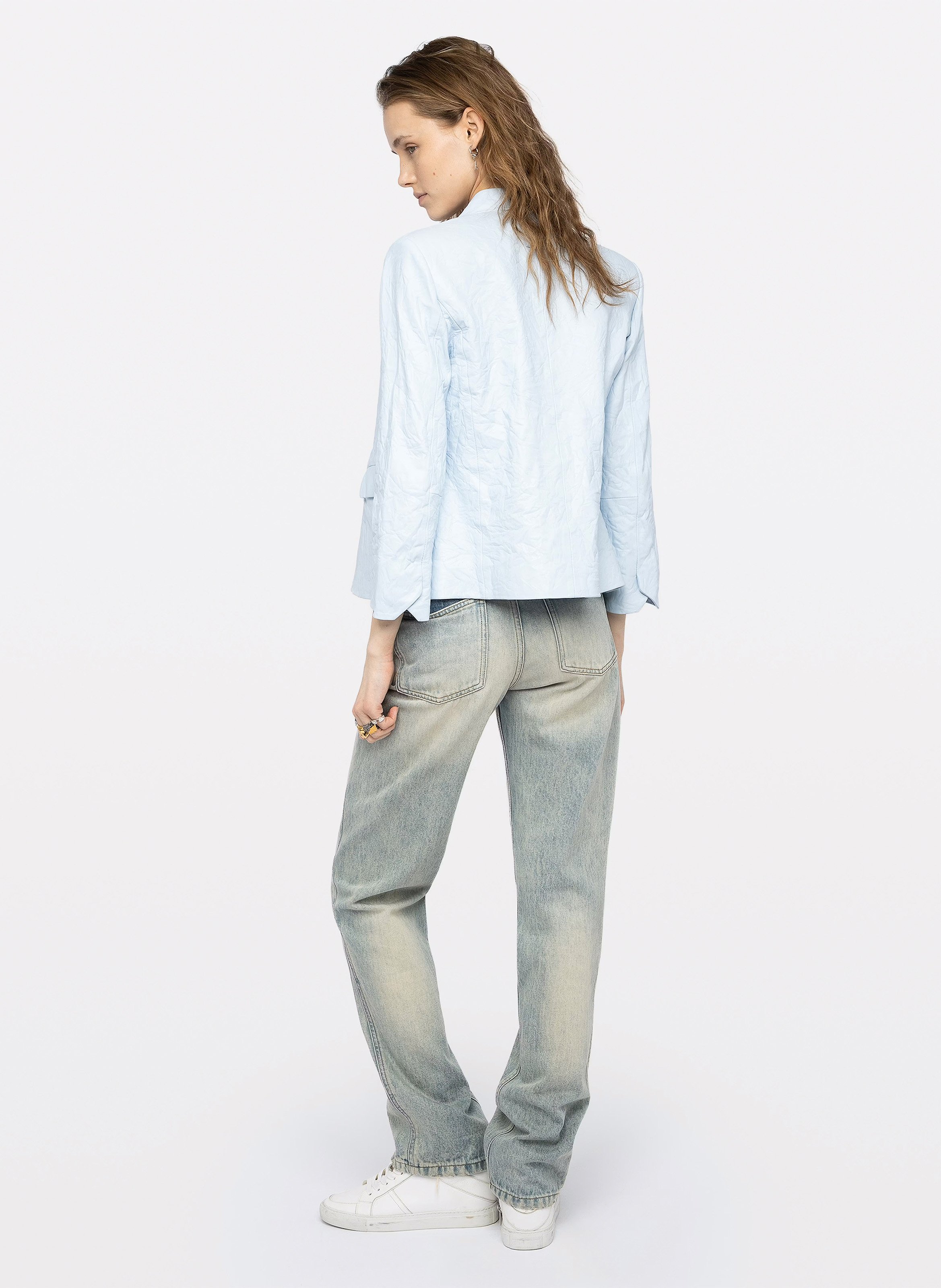 Blouson col rond en cuir ZADIG&VOLTAIRE Blue