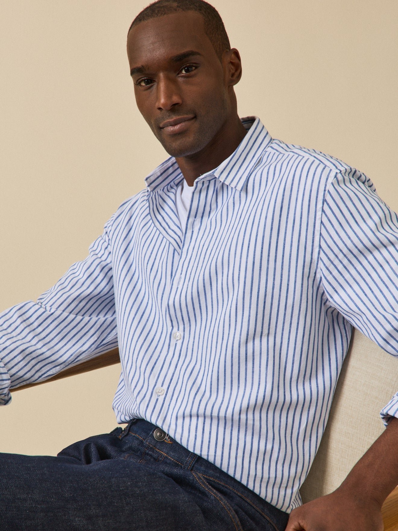 Contemporary cut striped shirt CYRILLUS Blue