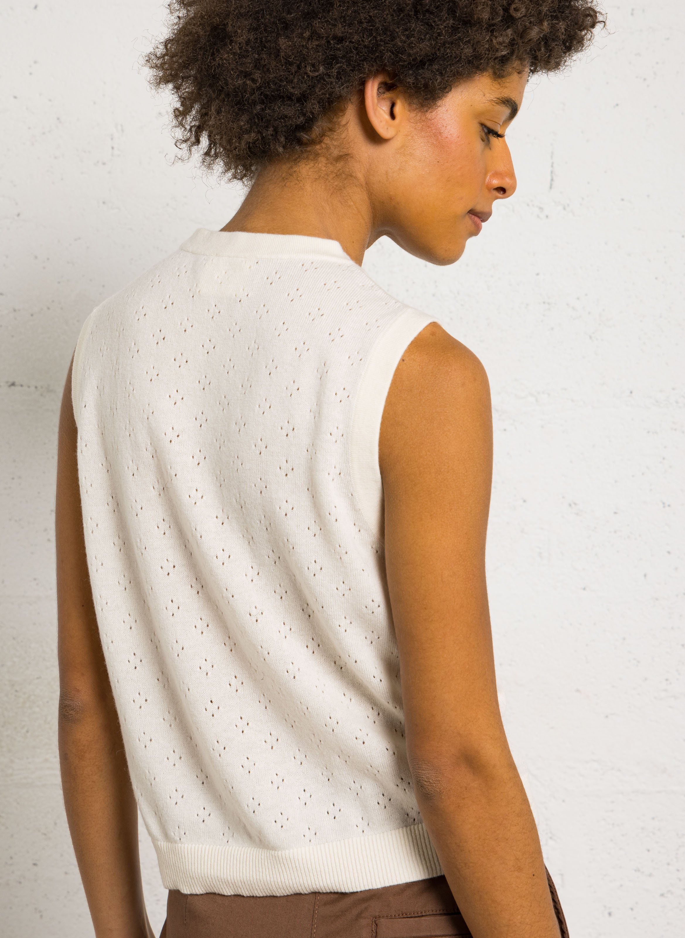 Pull droit col rond en laine et cachemire PETITE MENDIGOTE Beige