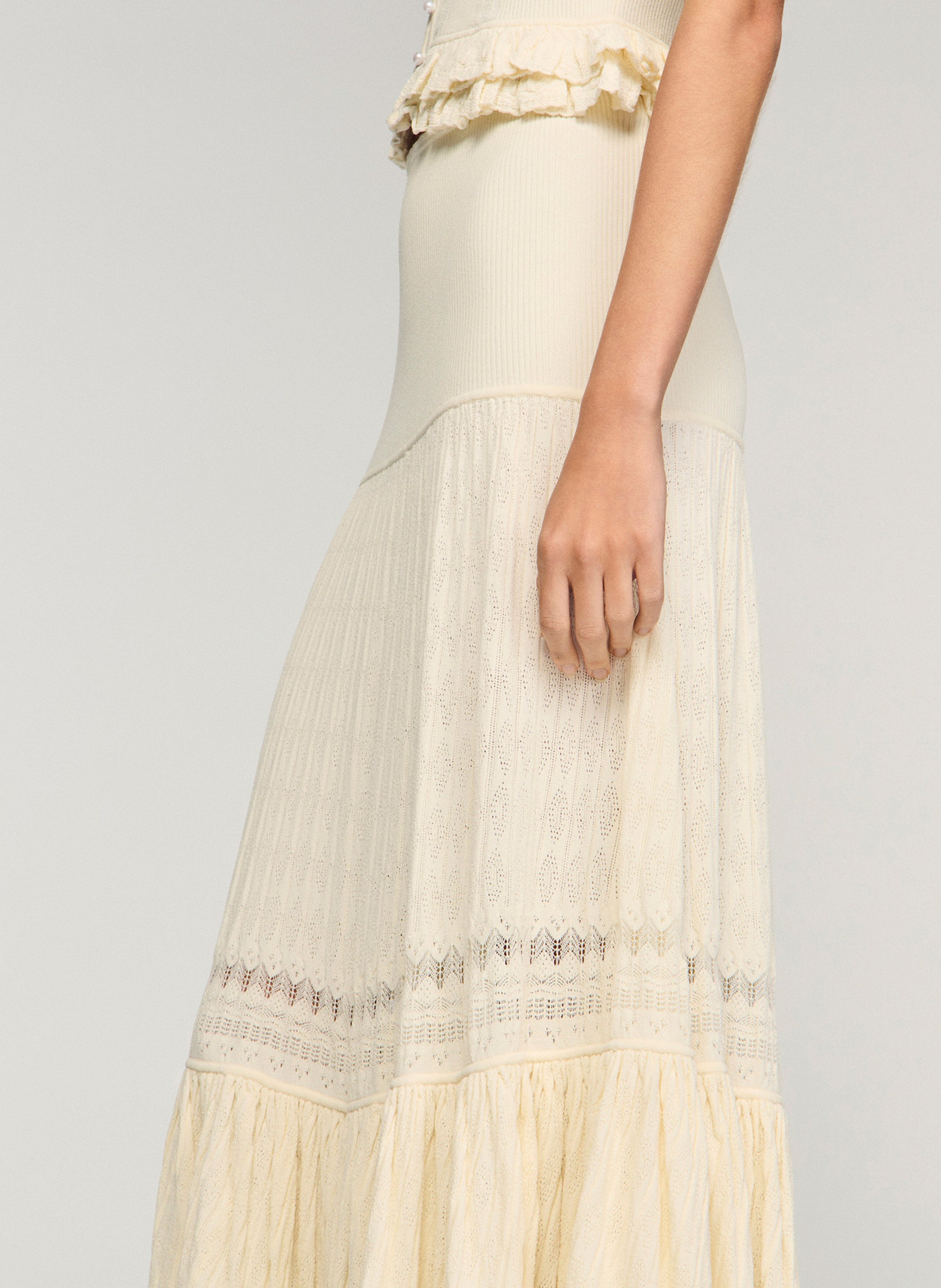 Jupe longue  SANDRO Beige