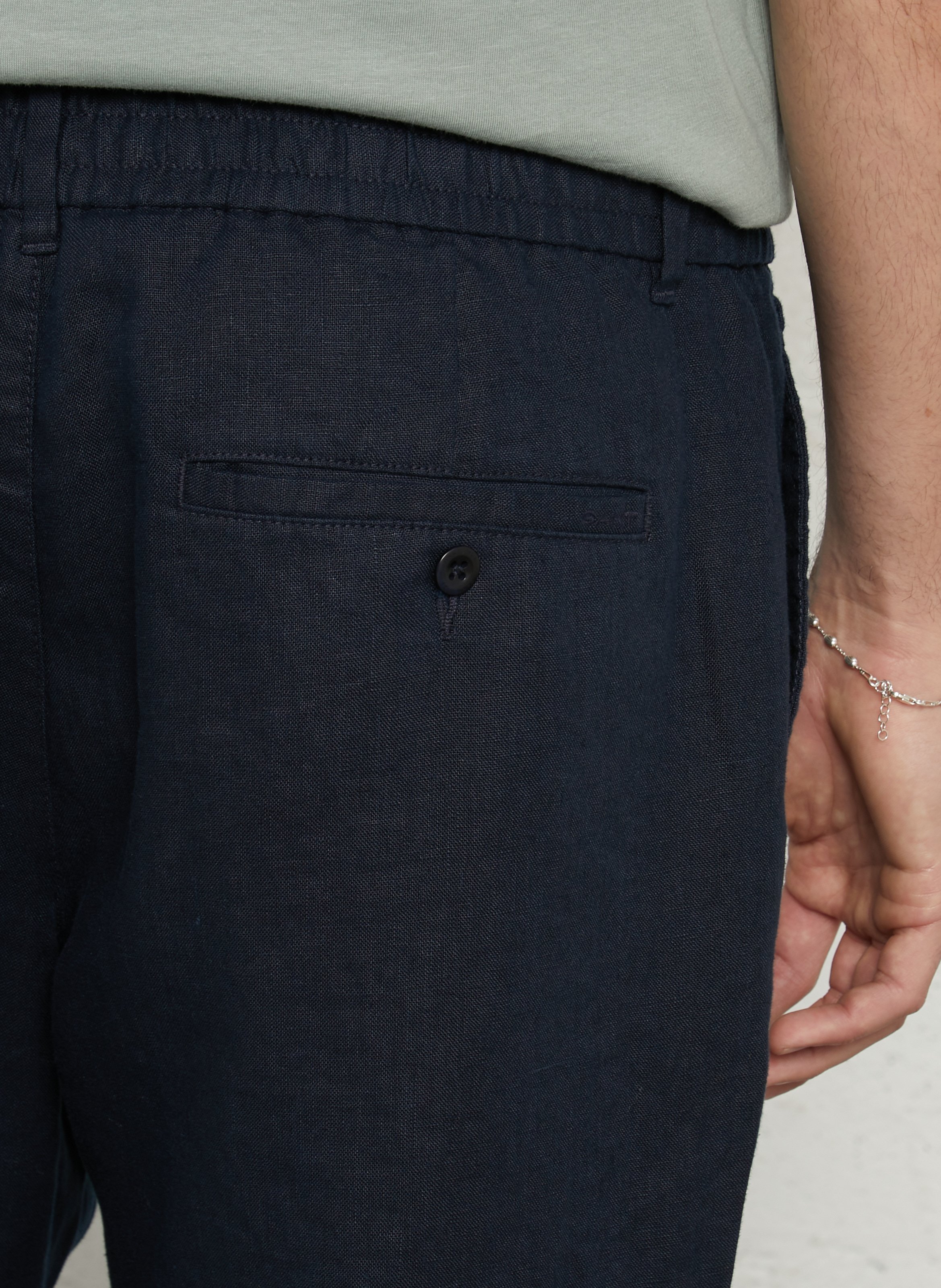 Pantalon droit uni en lin GANT Bleu