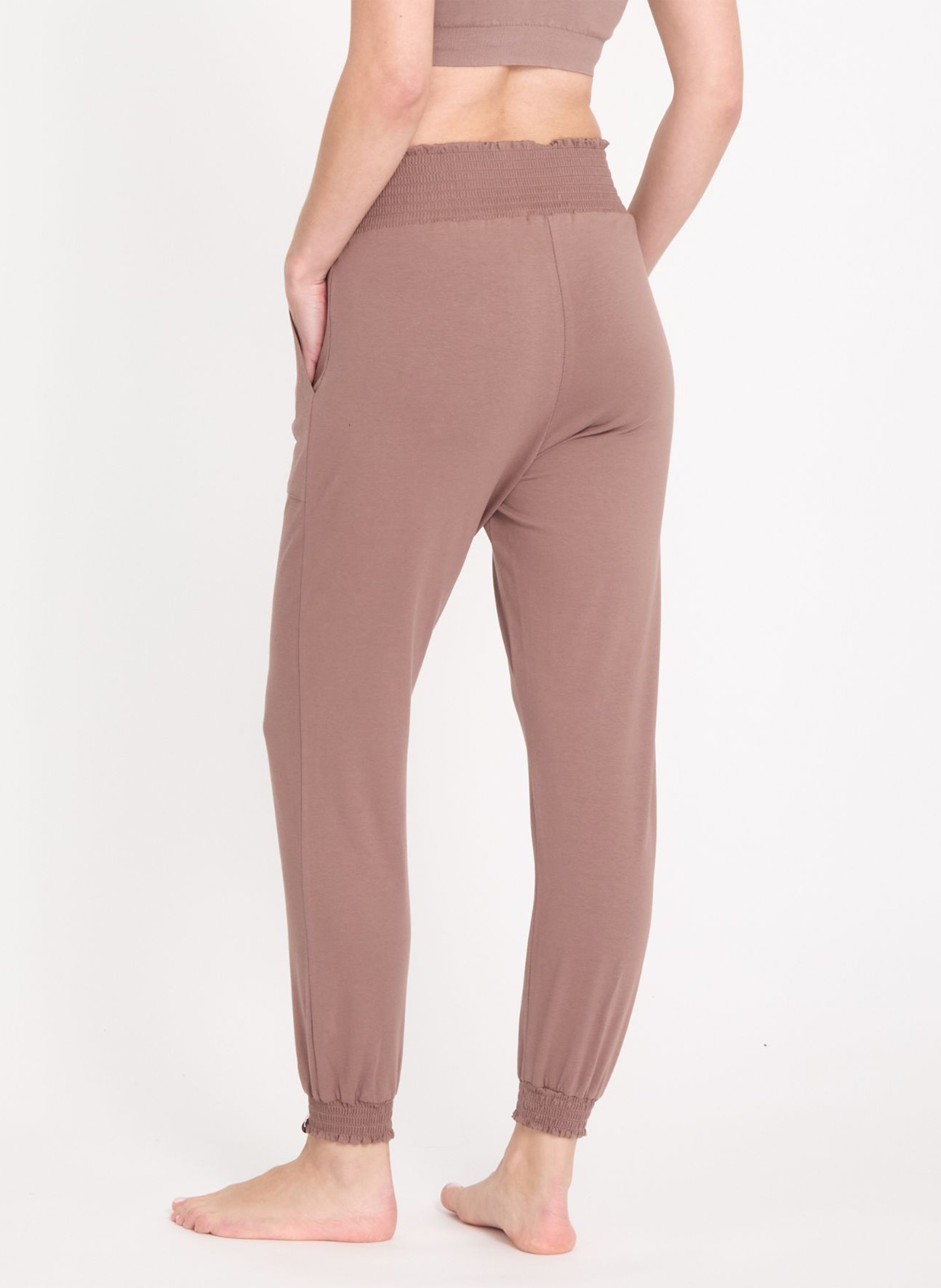 Pantalon de sport taille haute en coton mélangé YOGA SEARCHER Rose
