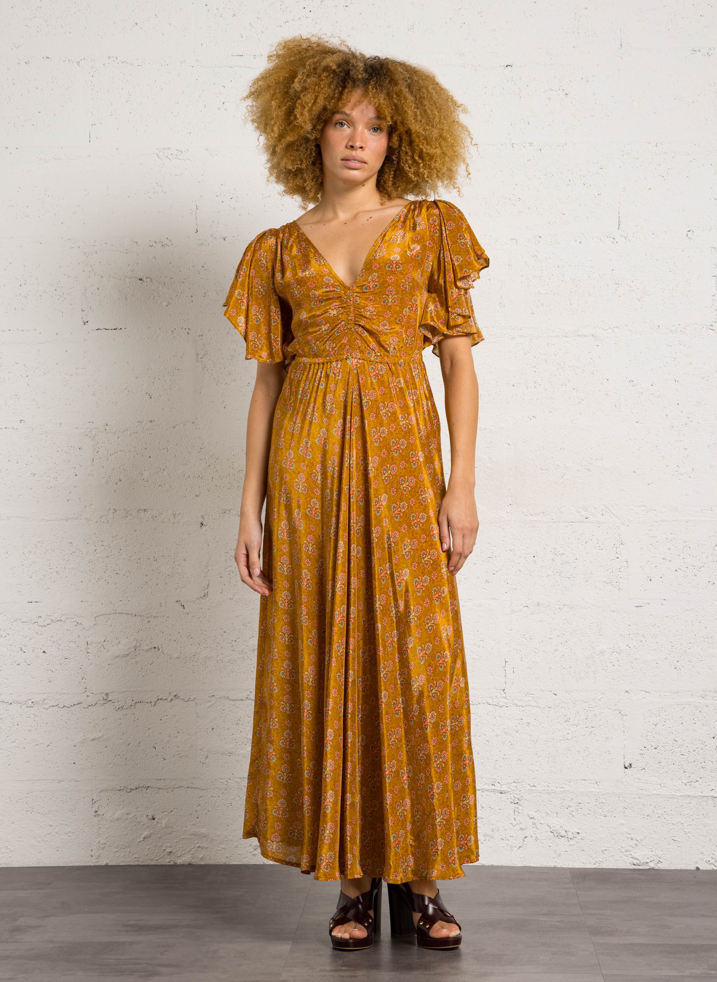 Lange, rechte en soepelvallende jurk Ohio MES DEMOISELLES Oranje