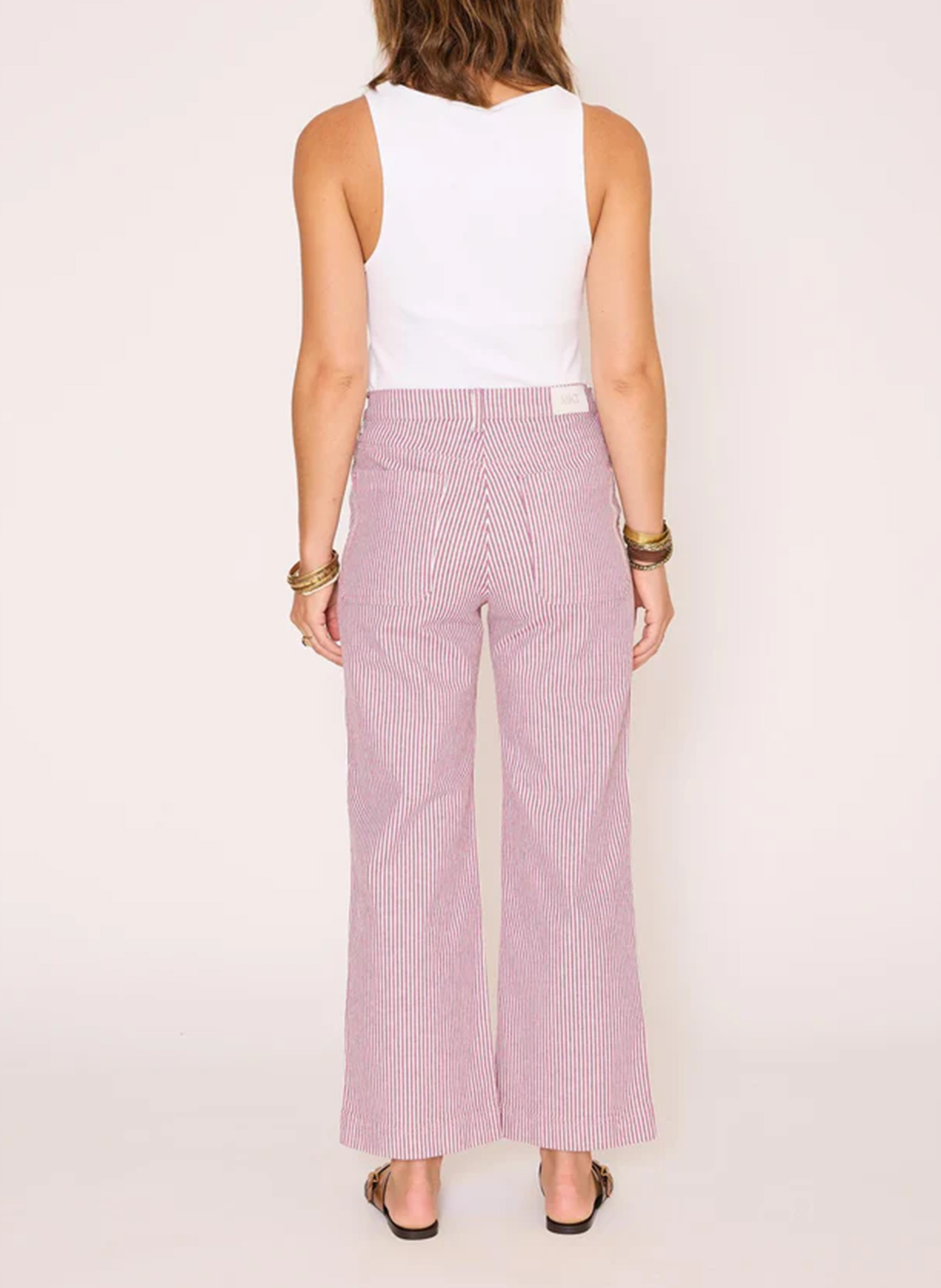 Straight striped cotton blend trousers MKT Pink