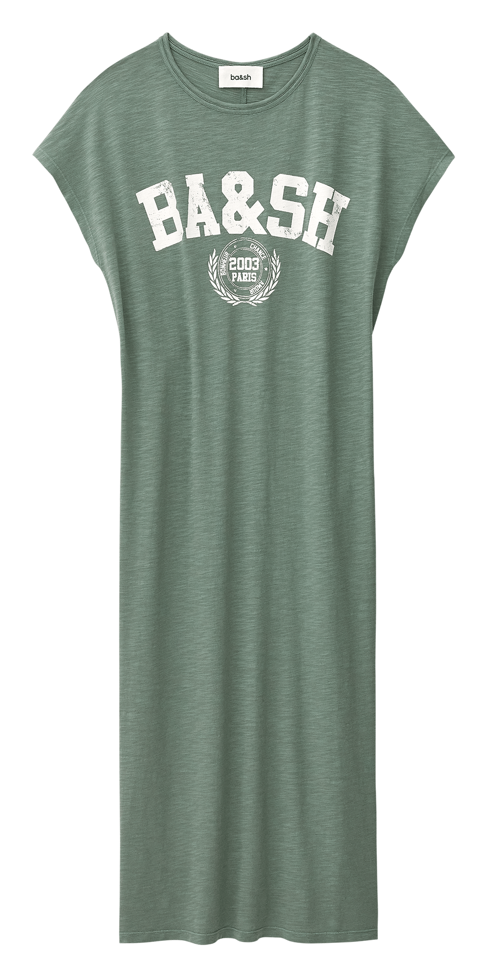 Halflange jurk met print en ronde hals BA&SH Kaki