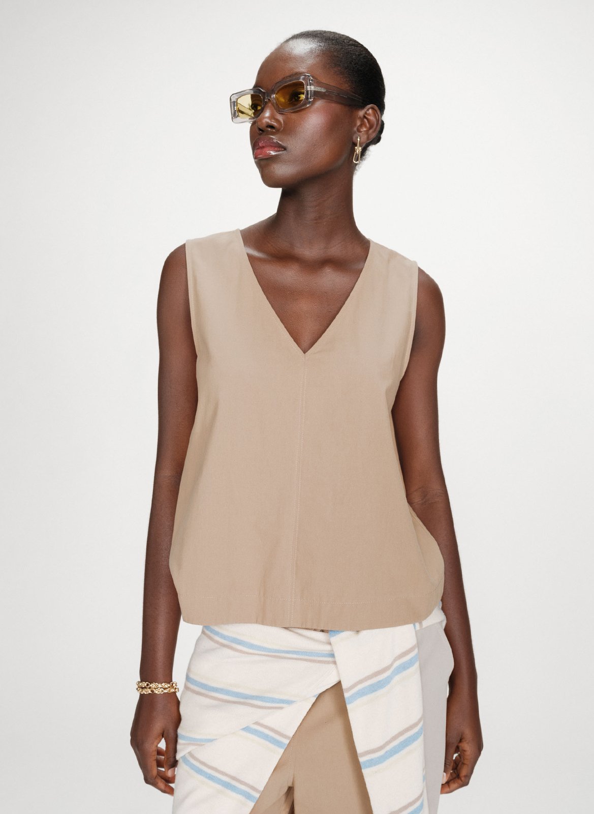 Top col v  GRACE ET MILA Beige