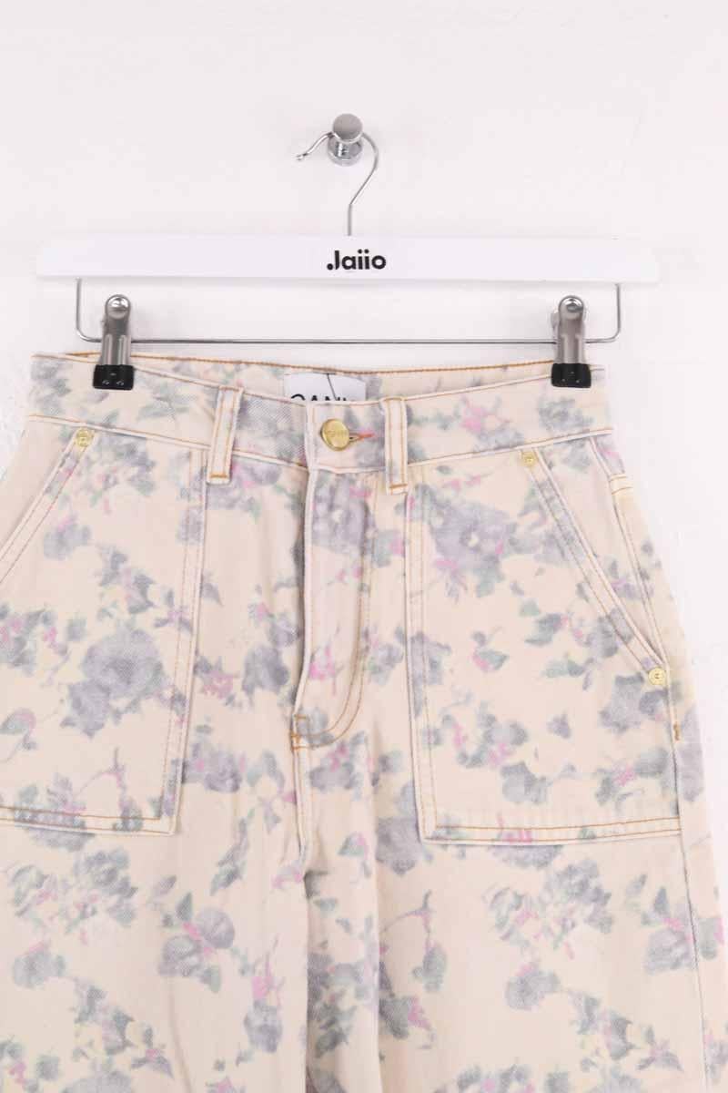 Straight cotton-blend pants GANNI - Seconde Main Beige
