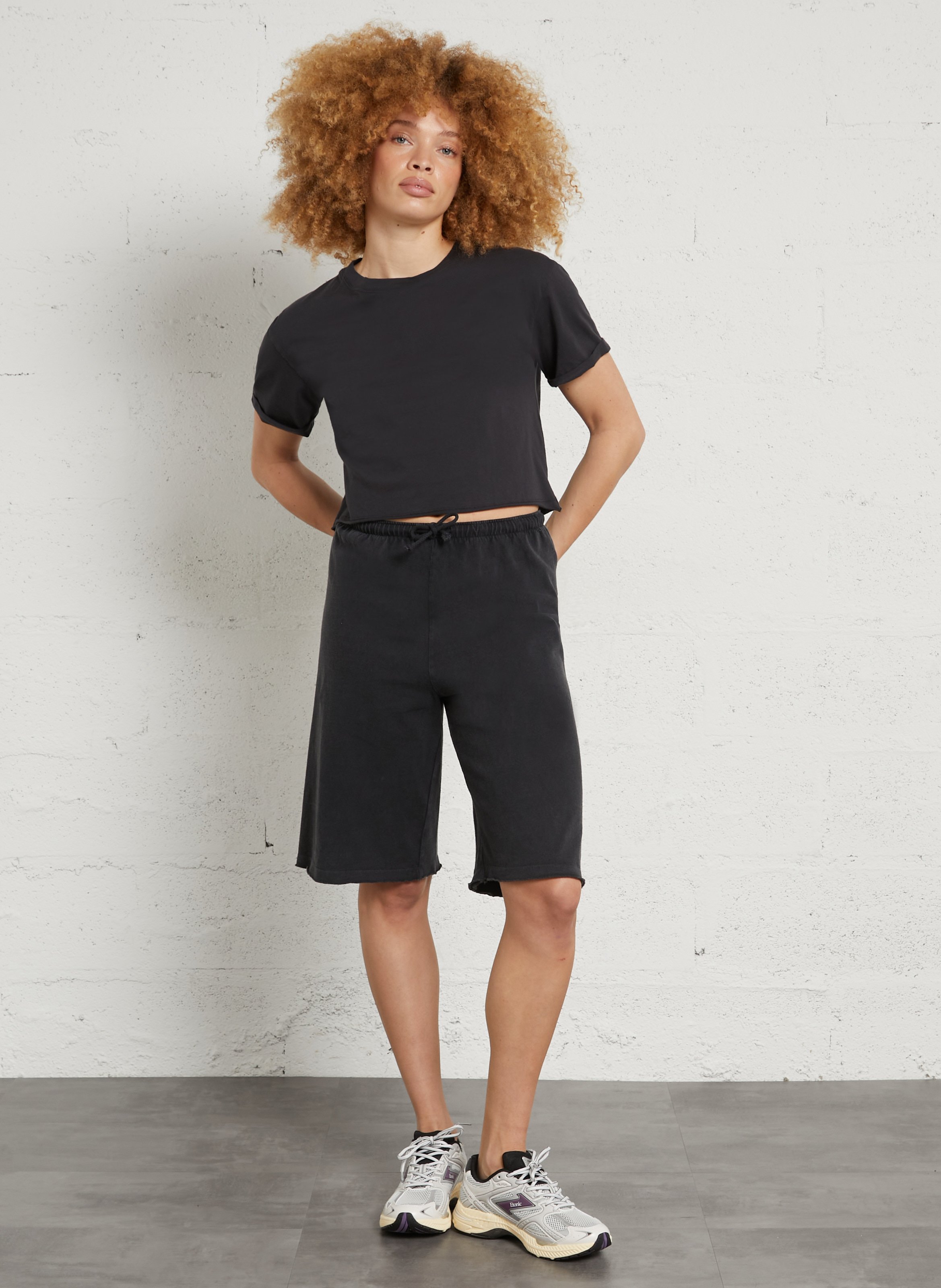 Short straight round neck cotton T-shirt AMERICAN VINTAGE Black