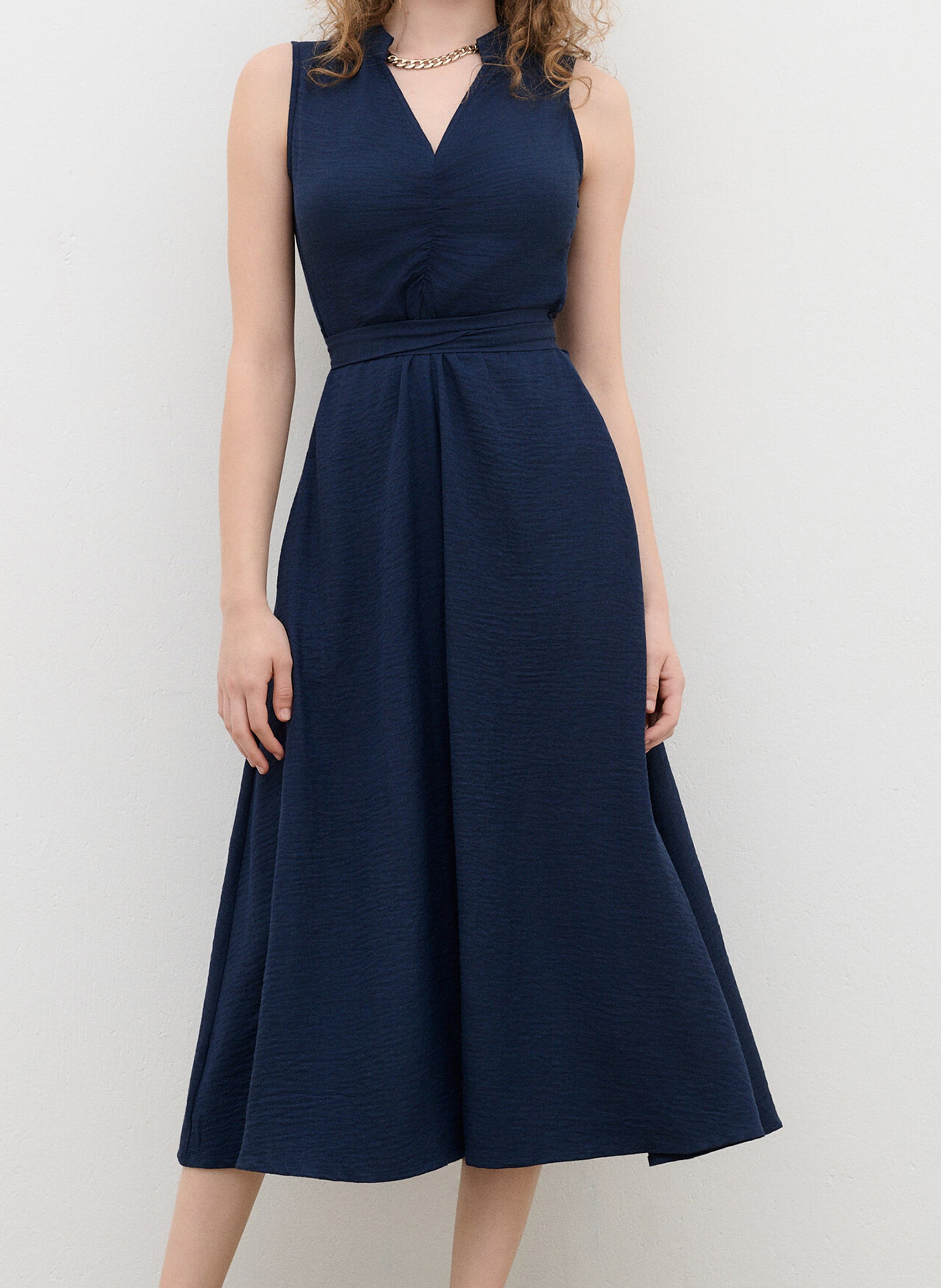 Robe midi évasée à ceinture CAROLL Bleu