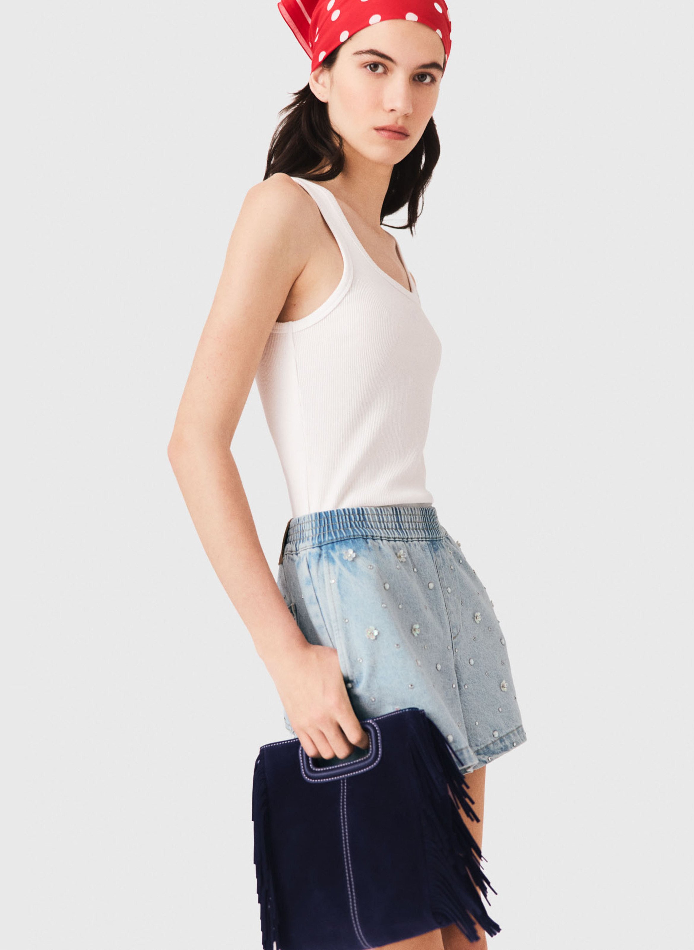 Short droit en coton MAJE Bleu