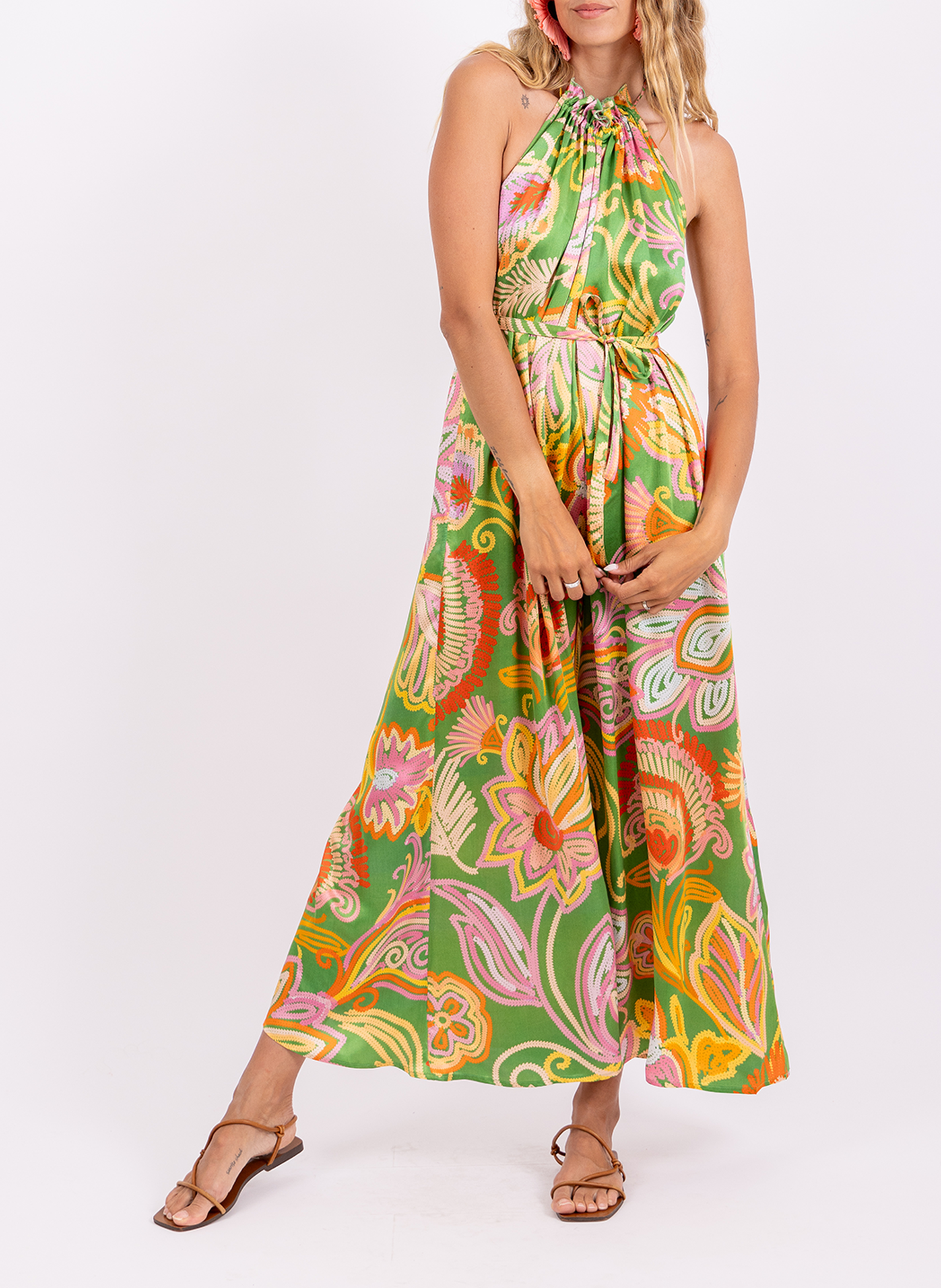 Combinaison large sans manches imprimée SUNDRESS Vert