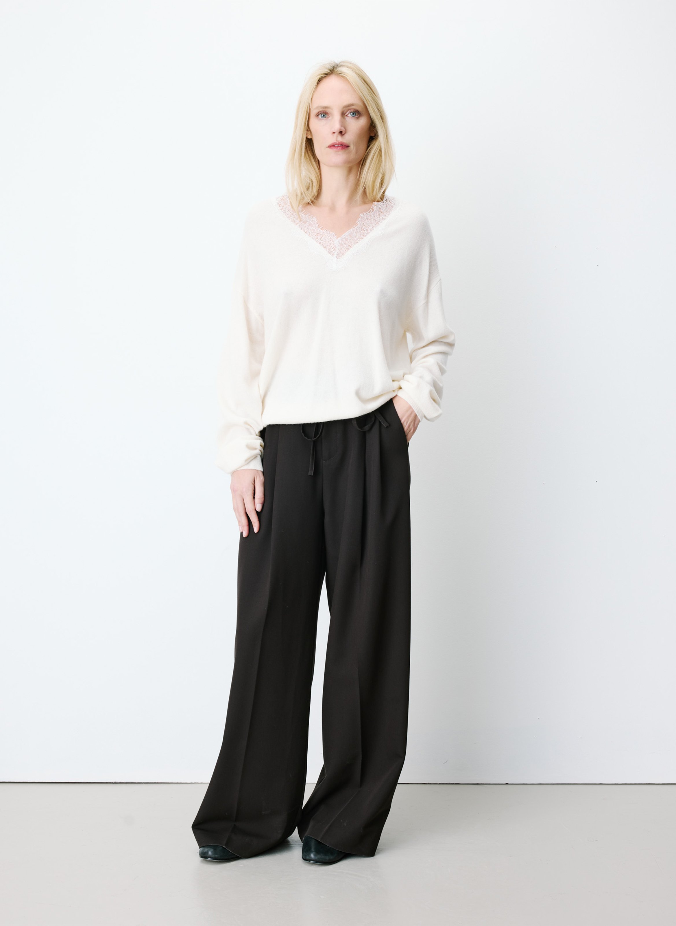 Pull col V  GRACE ET MILA Blanc