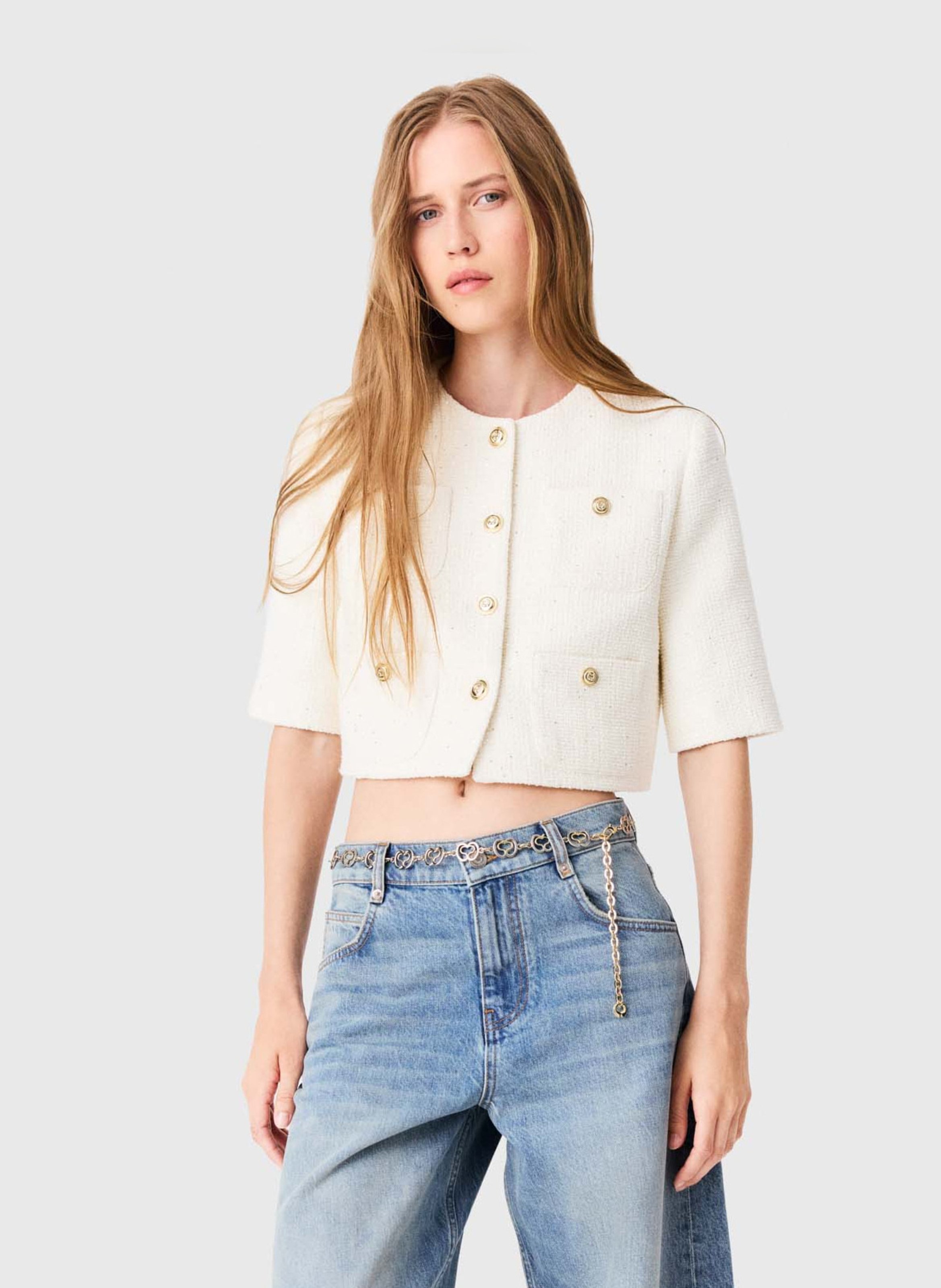 Short cotton-mix jacket  MAJE Beige