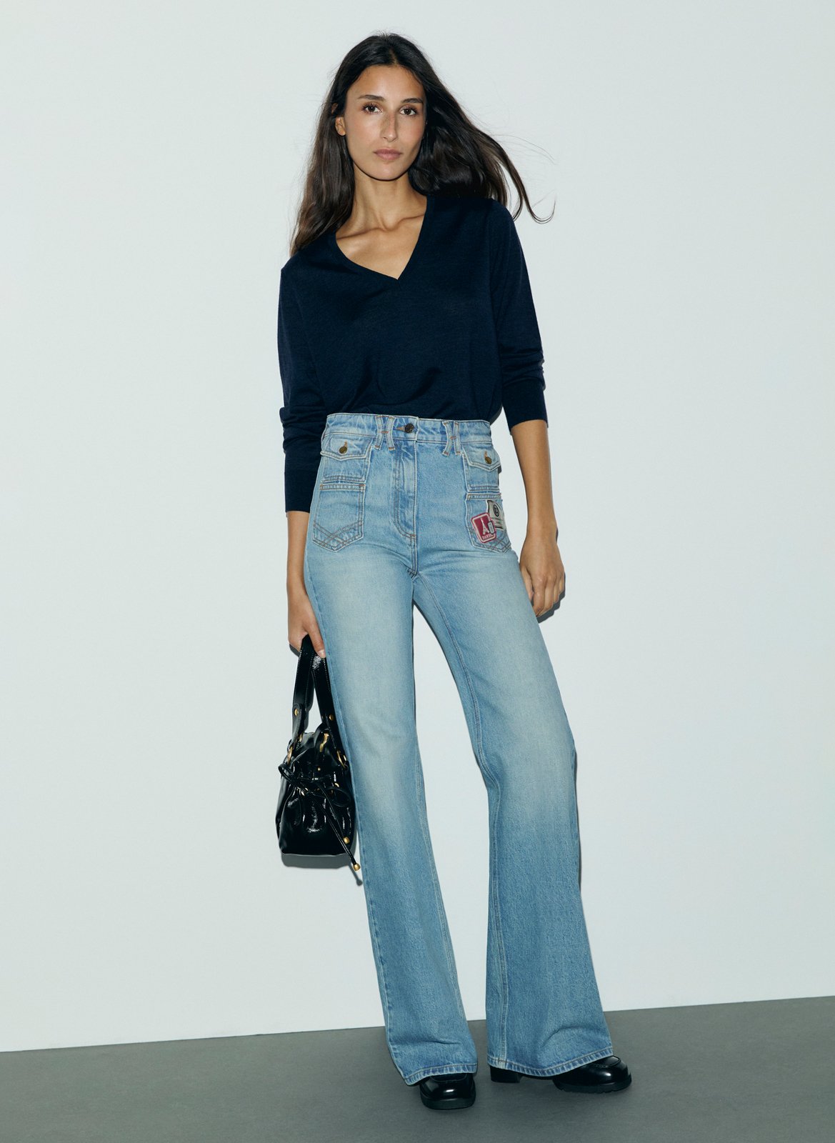 Pull droit col V en laine GERARD DAREL Bleu