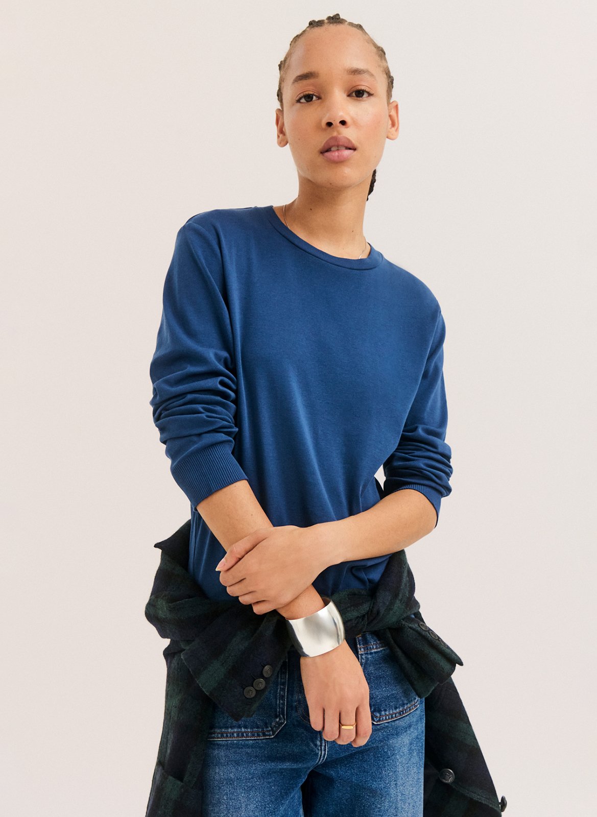 Katoenen T-shirt met ronde hals PABLO Blauw