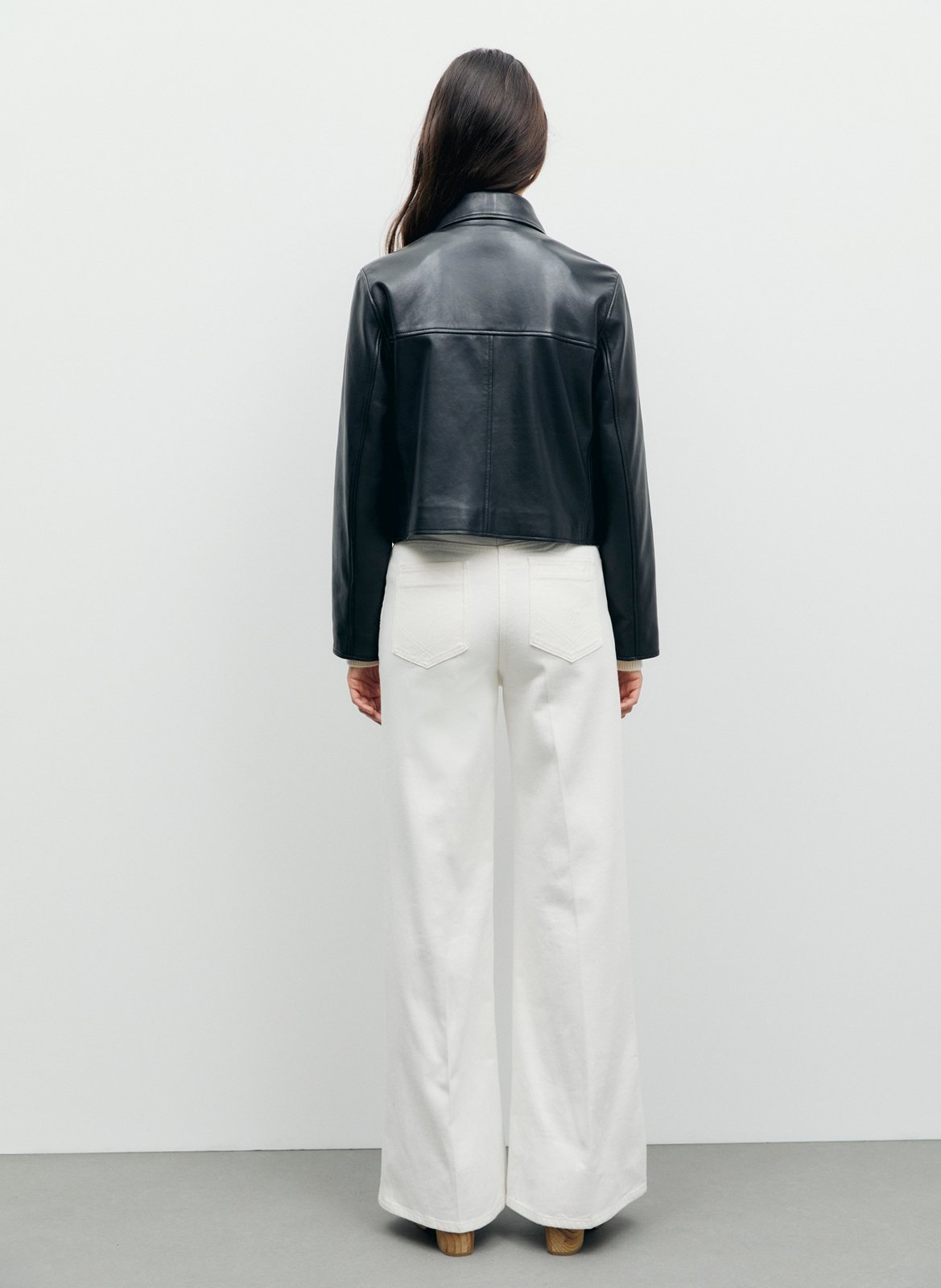 Veste droite col classique en cuir GERARD DAREL Noir