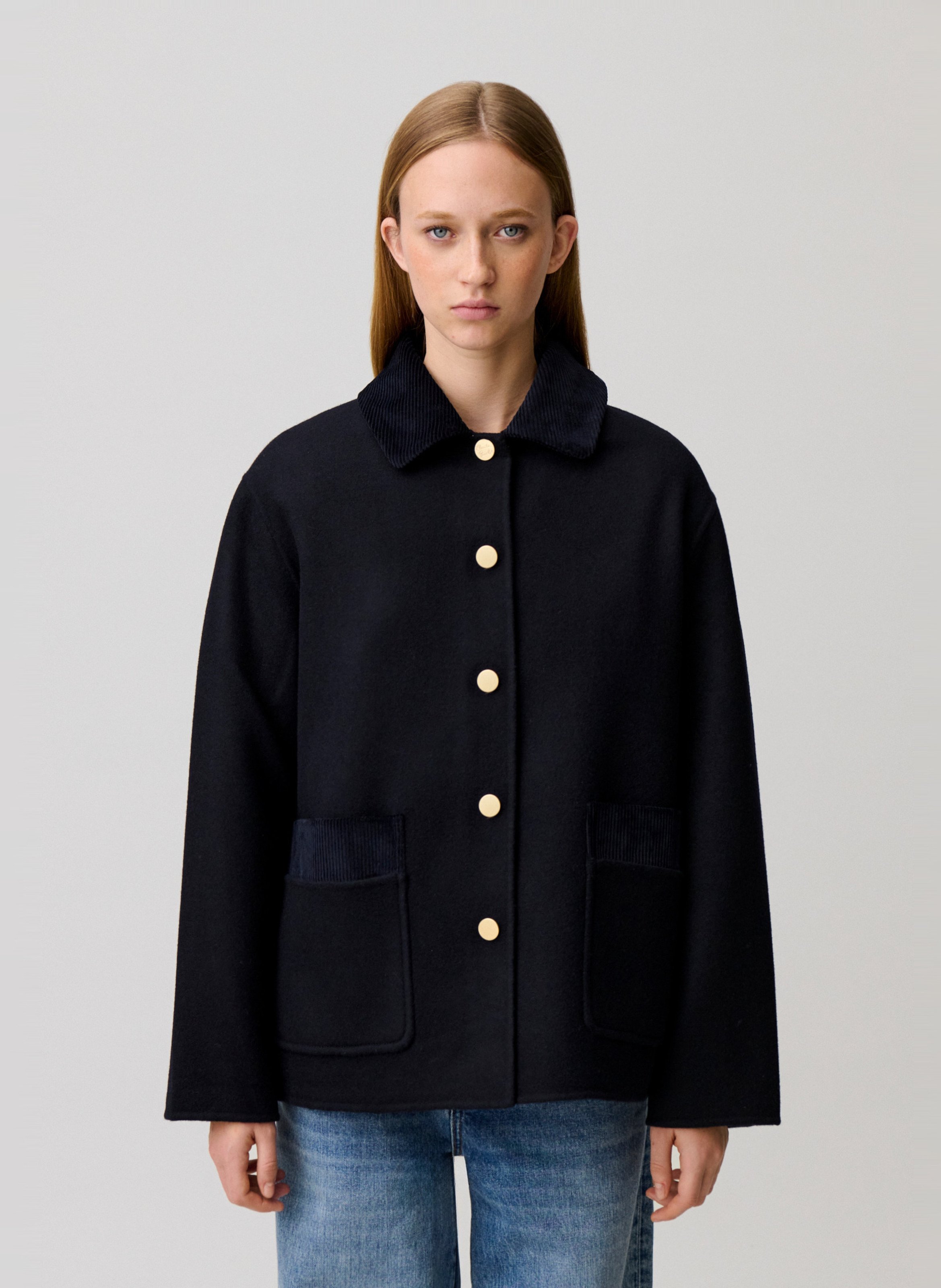 Veste droite boutonnée en laine mélangée CLAUDIE PIERLOT Bleu