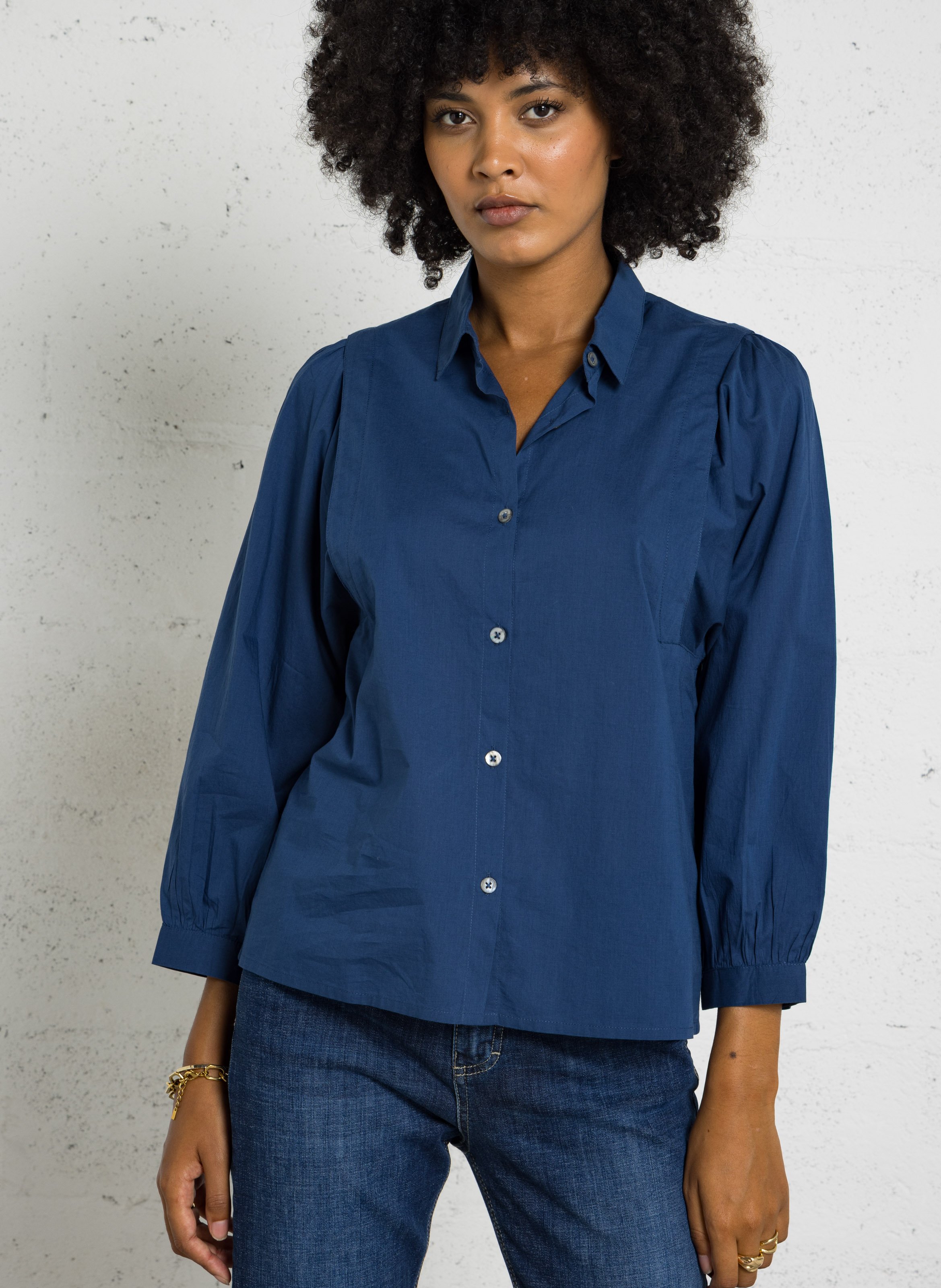 Katoenen blouse met klassieke kraag NICE THINGS