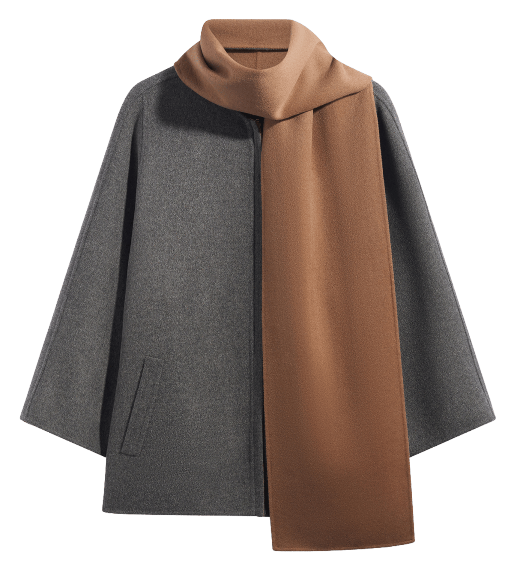 Weiter Mantel mit Wollschal GERARD DAREL Grau