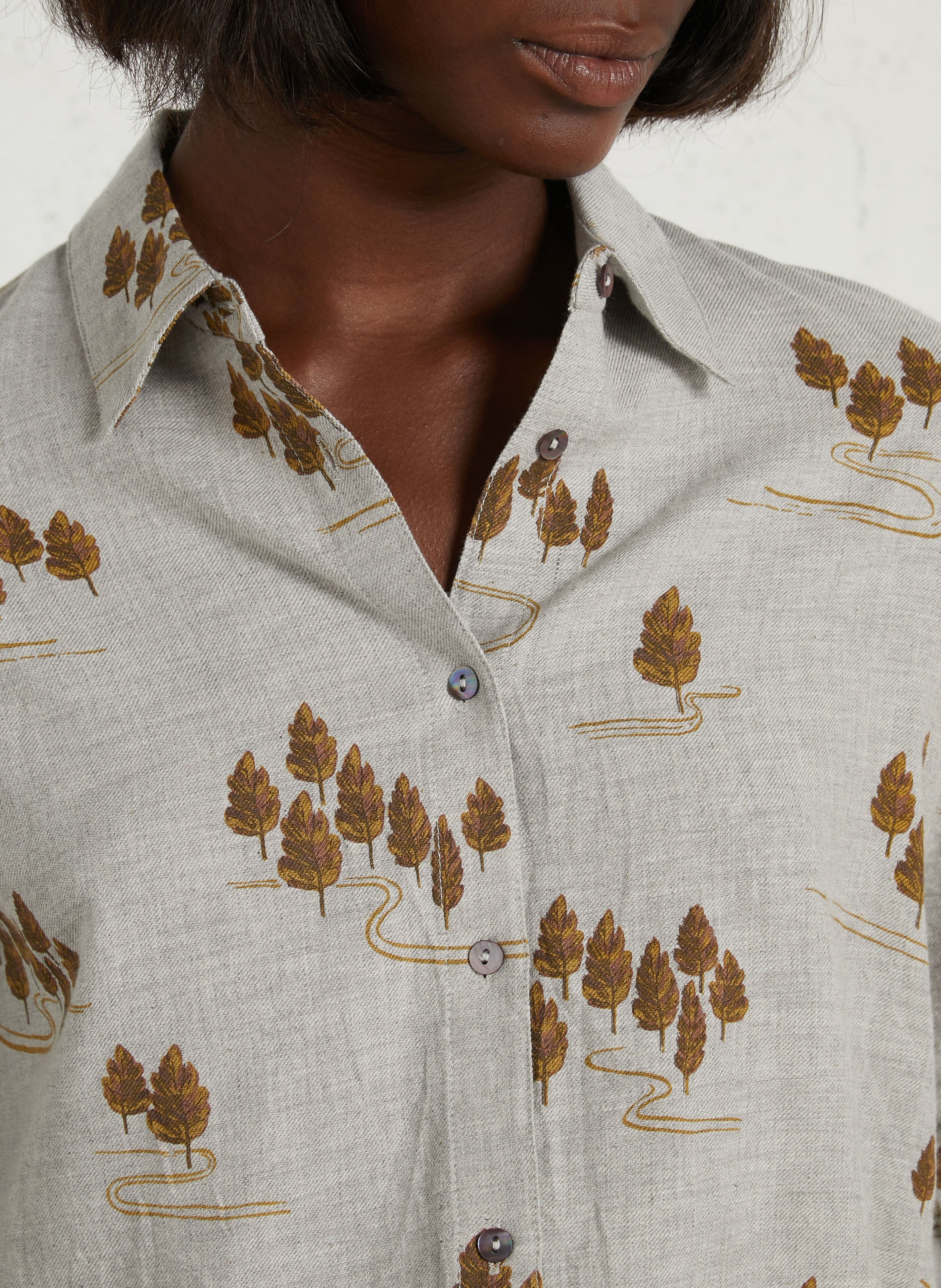 Chemise imprimée en coton mélangé NICE THINGS Beige