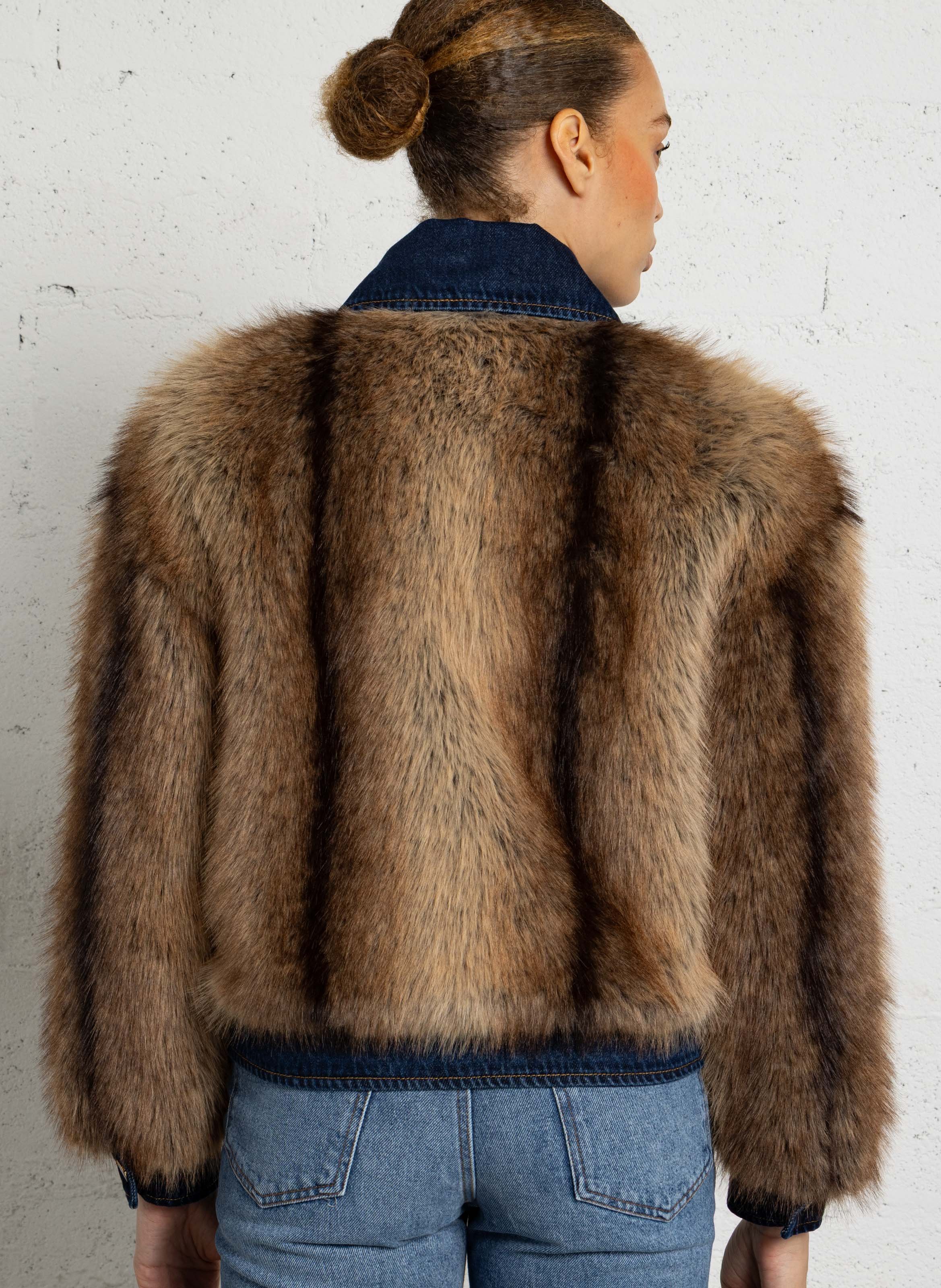 Straight faux fur jacket LIU JO Brown