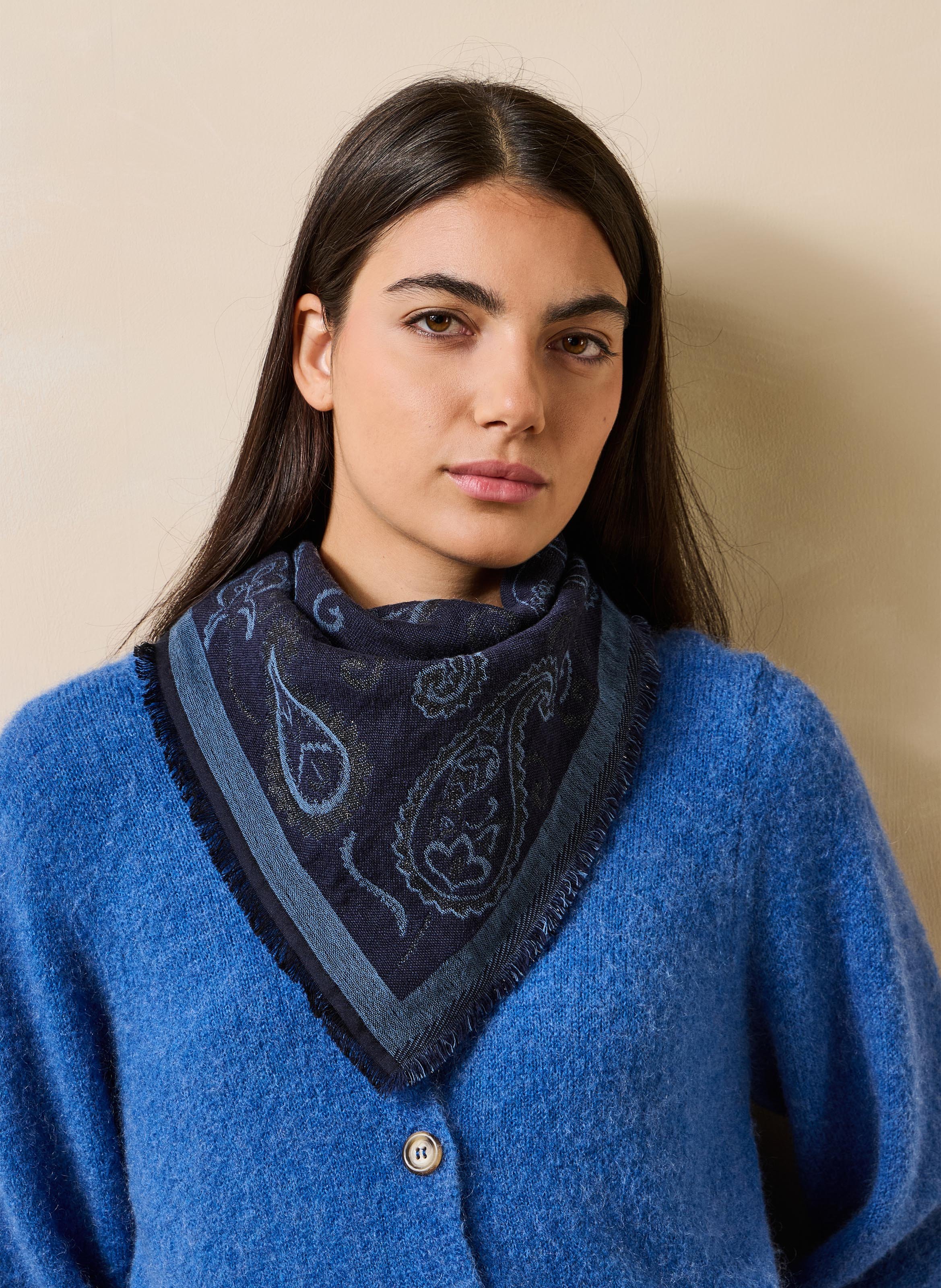 Echarpe en coton mélangé LA FEE MARABOUTEE Bleu