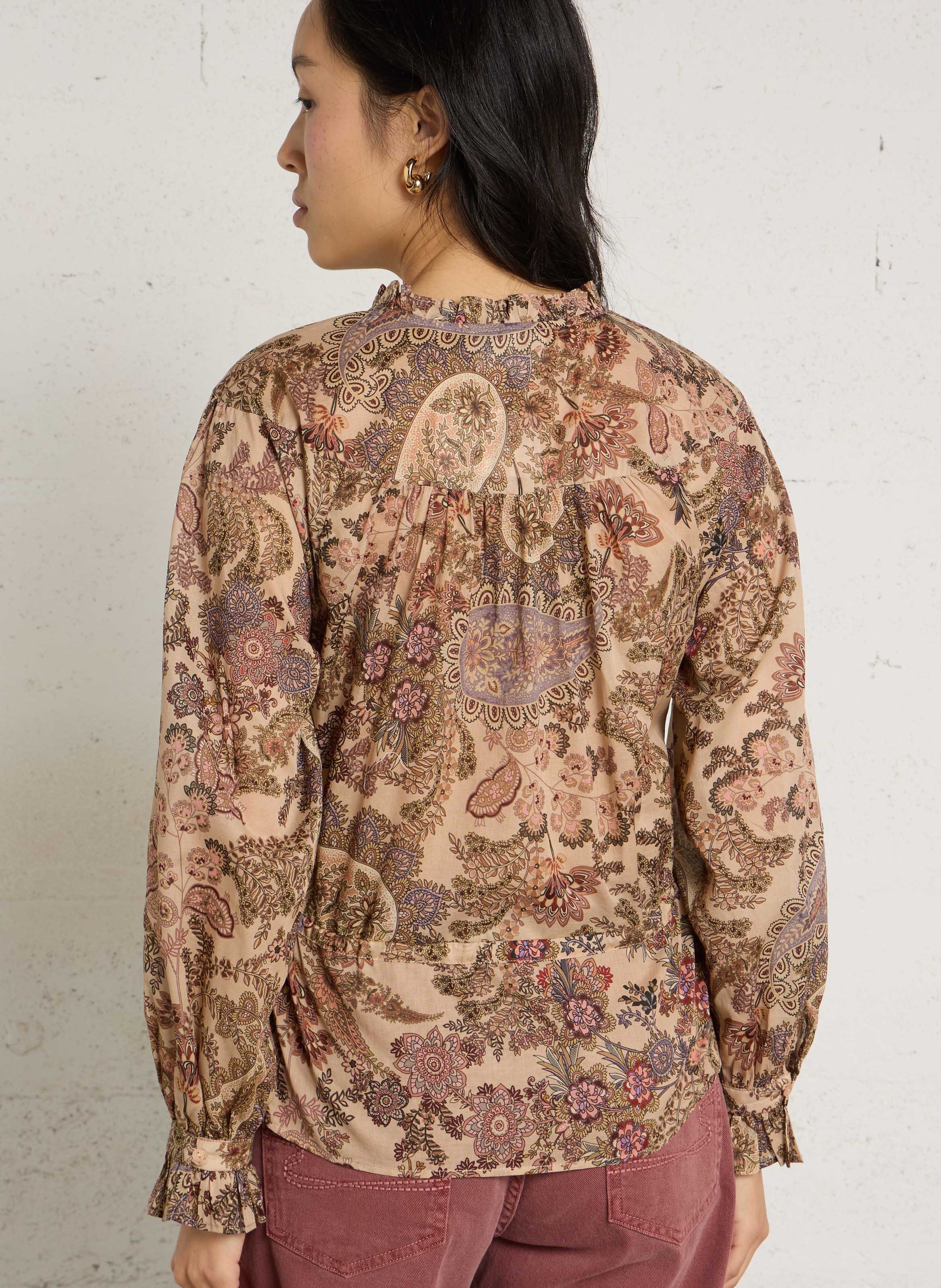 Gedrukte rechte katoenen blouse SUD EXPRESS Wit