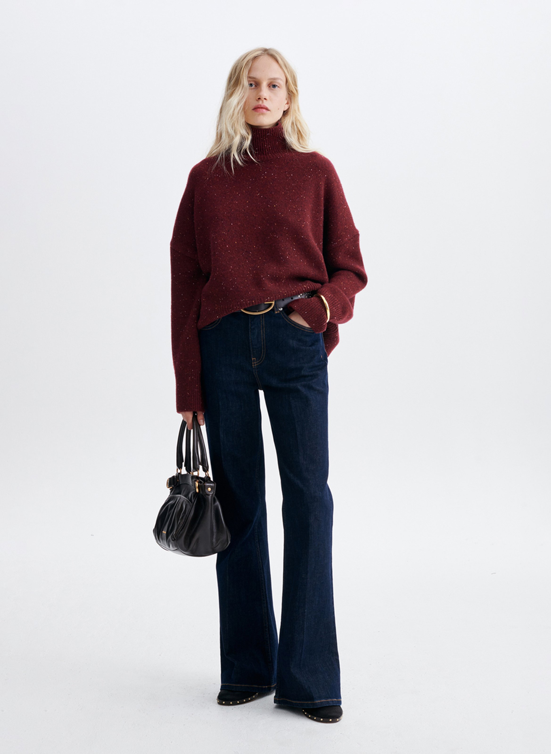 Weiter Kaschmirpullover mit Stehkragen VANESSA BRUNO Violett