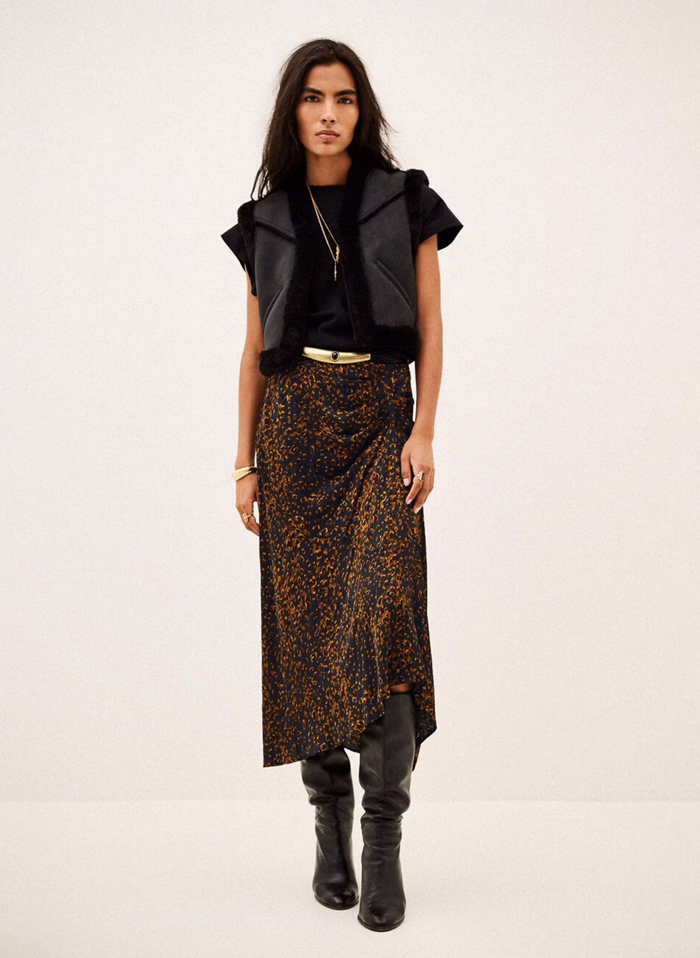 Midi asymmetrischer Rock mit Mustern BA&SH Blau