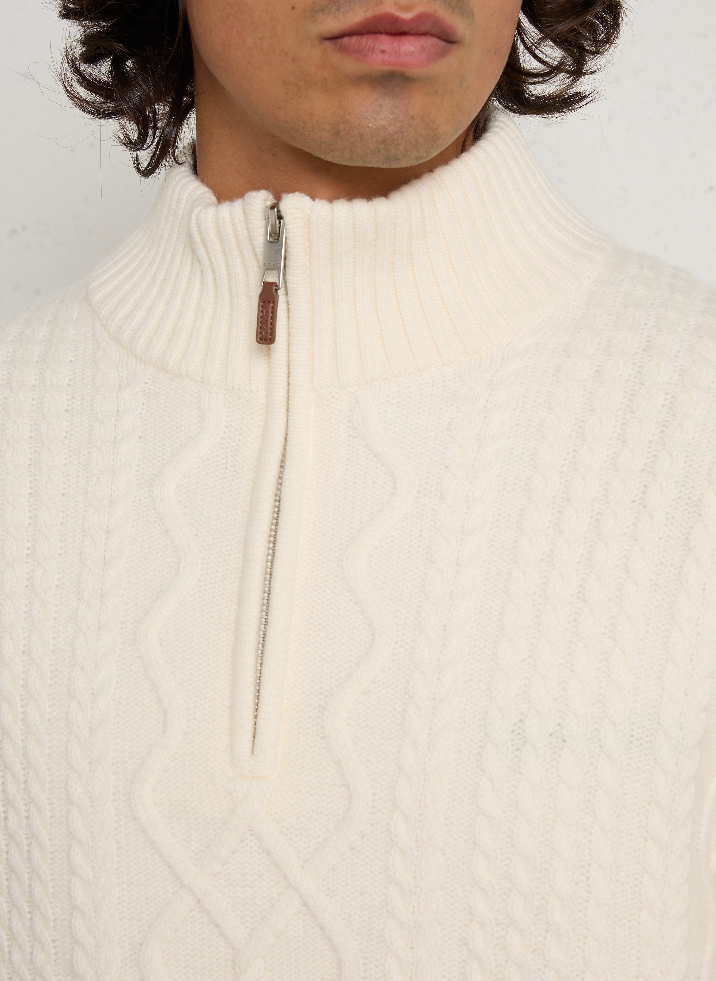 Pull droit col montant en laine mélangée GANT Beige