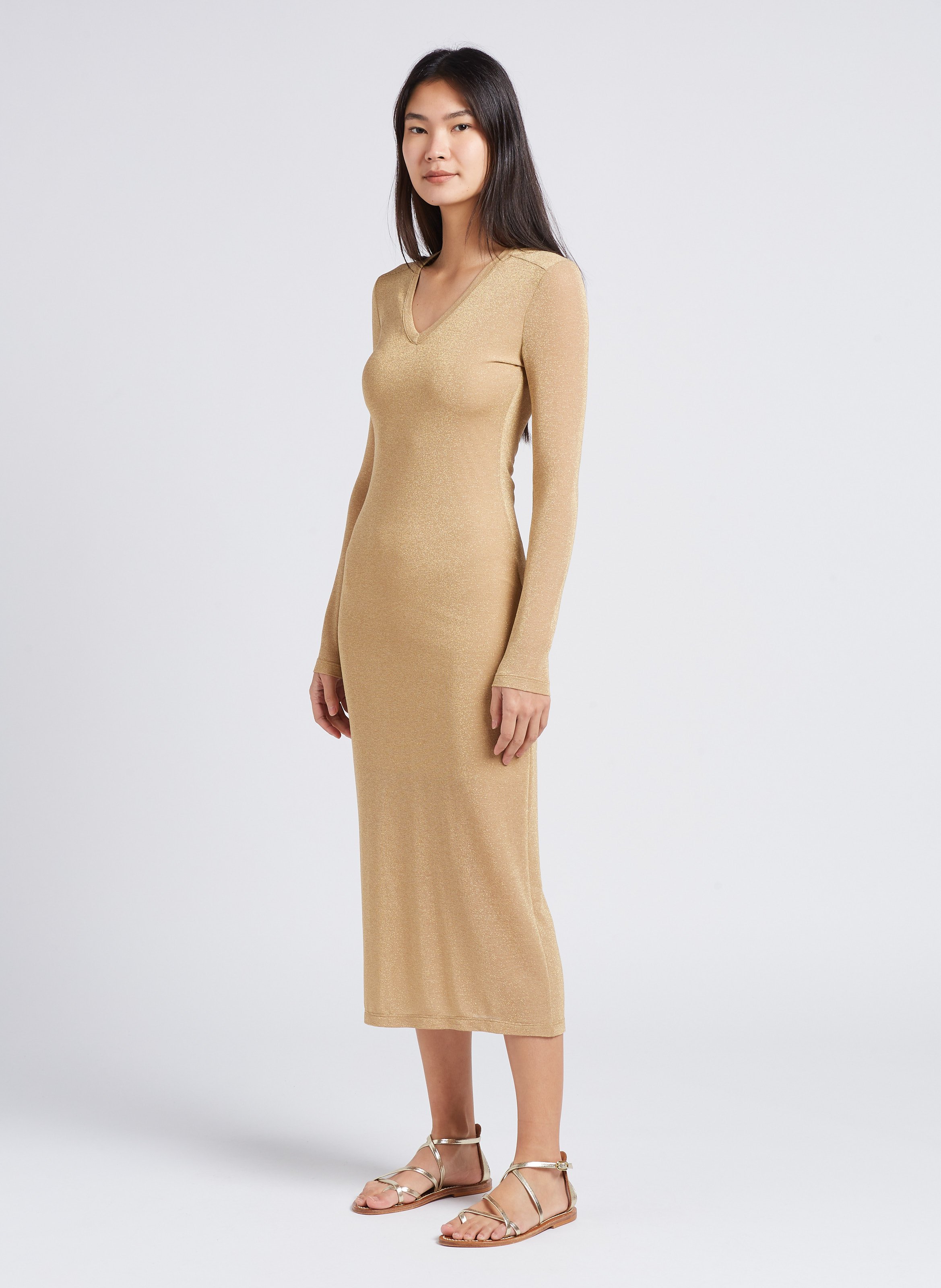 Metallic effect midi dress PLEASE Golden