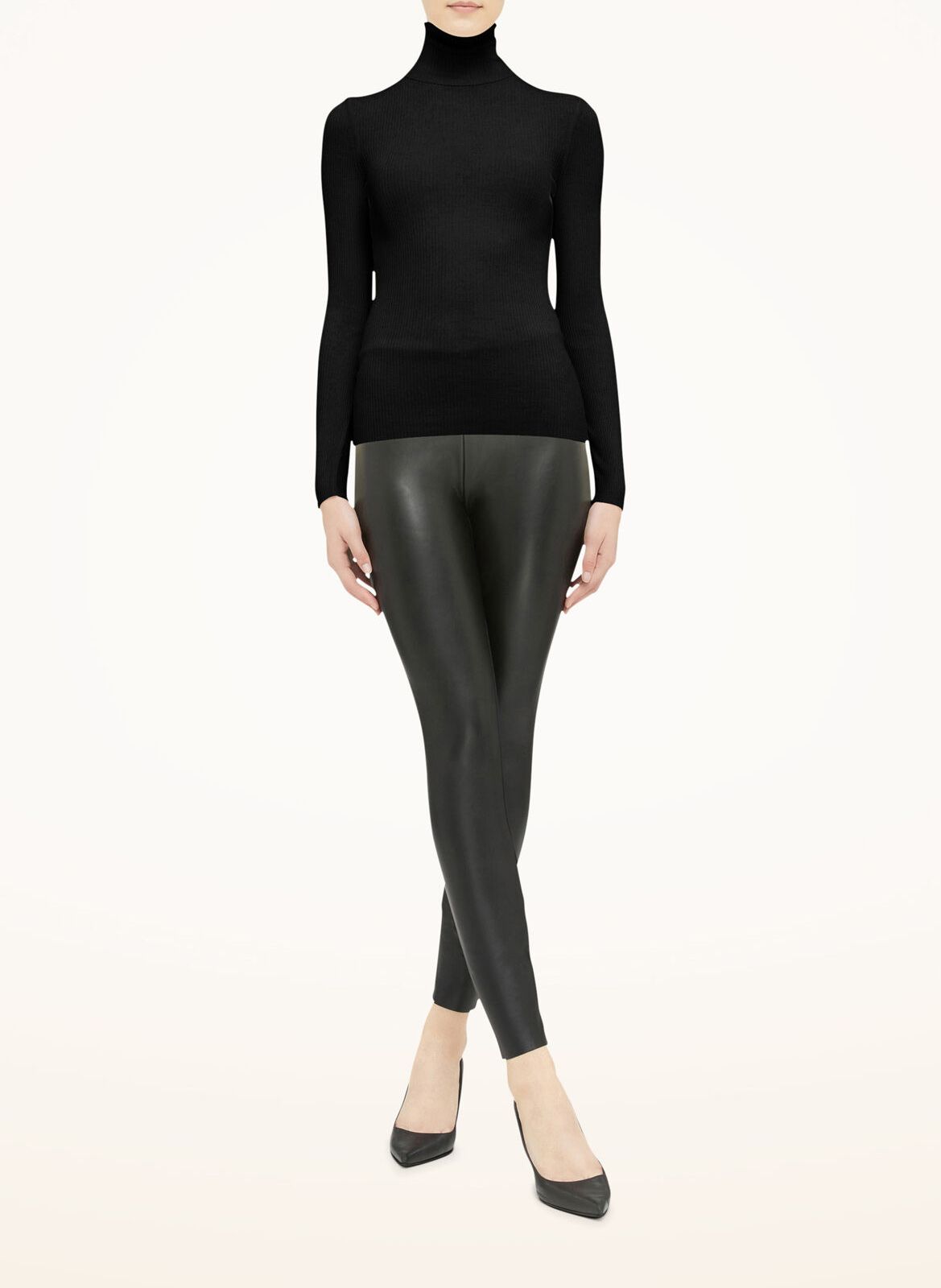 Ribbed Wool Polo Neck Sweater Black Wolford Women Place des