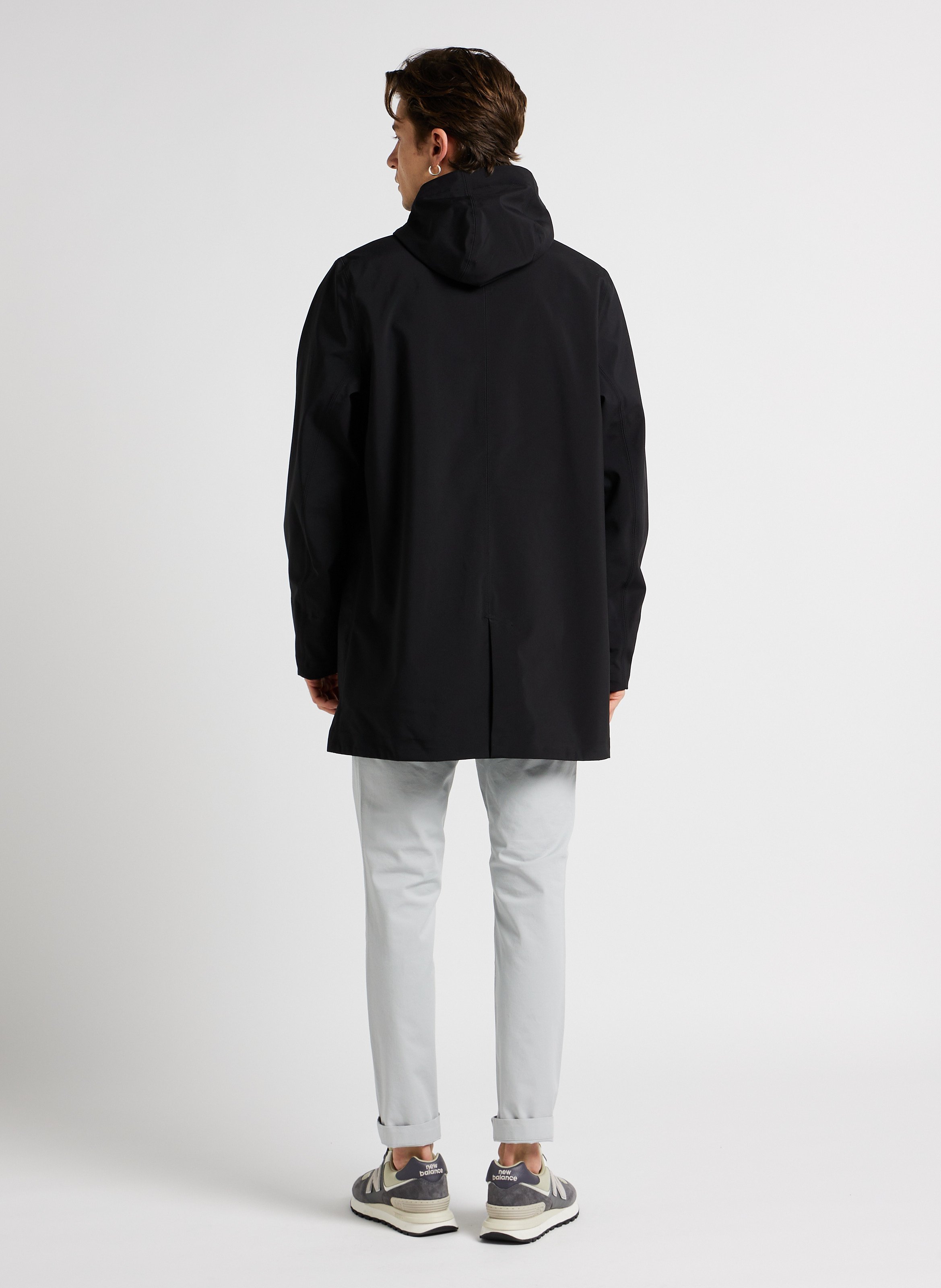 High-neck loose-fit hooded parka Black