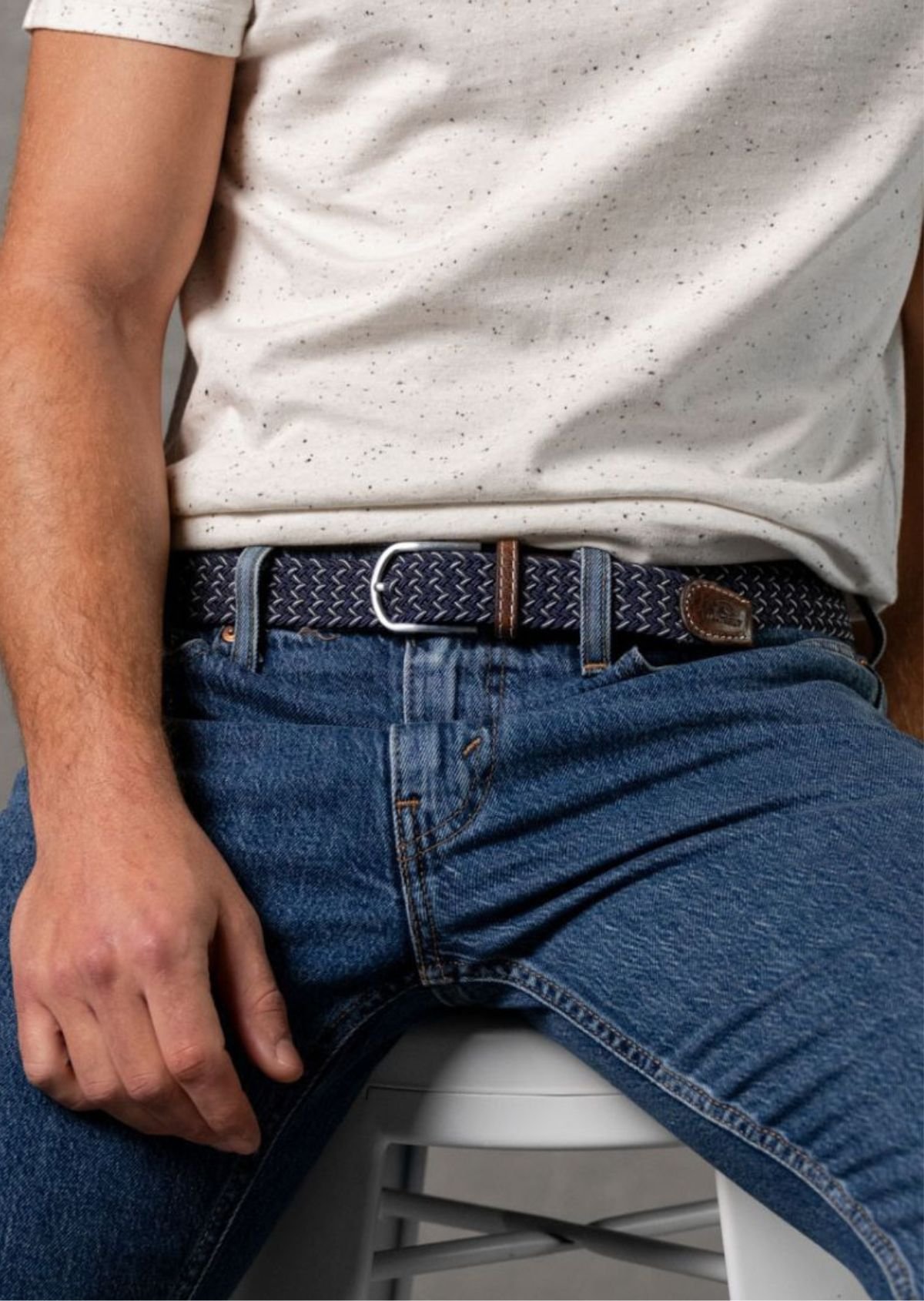 Multicolored braided elastic belt BILLYBELT Blue