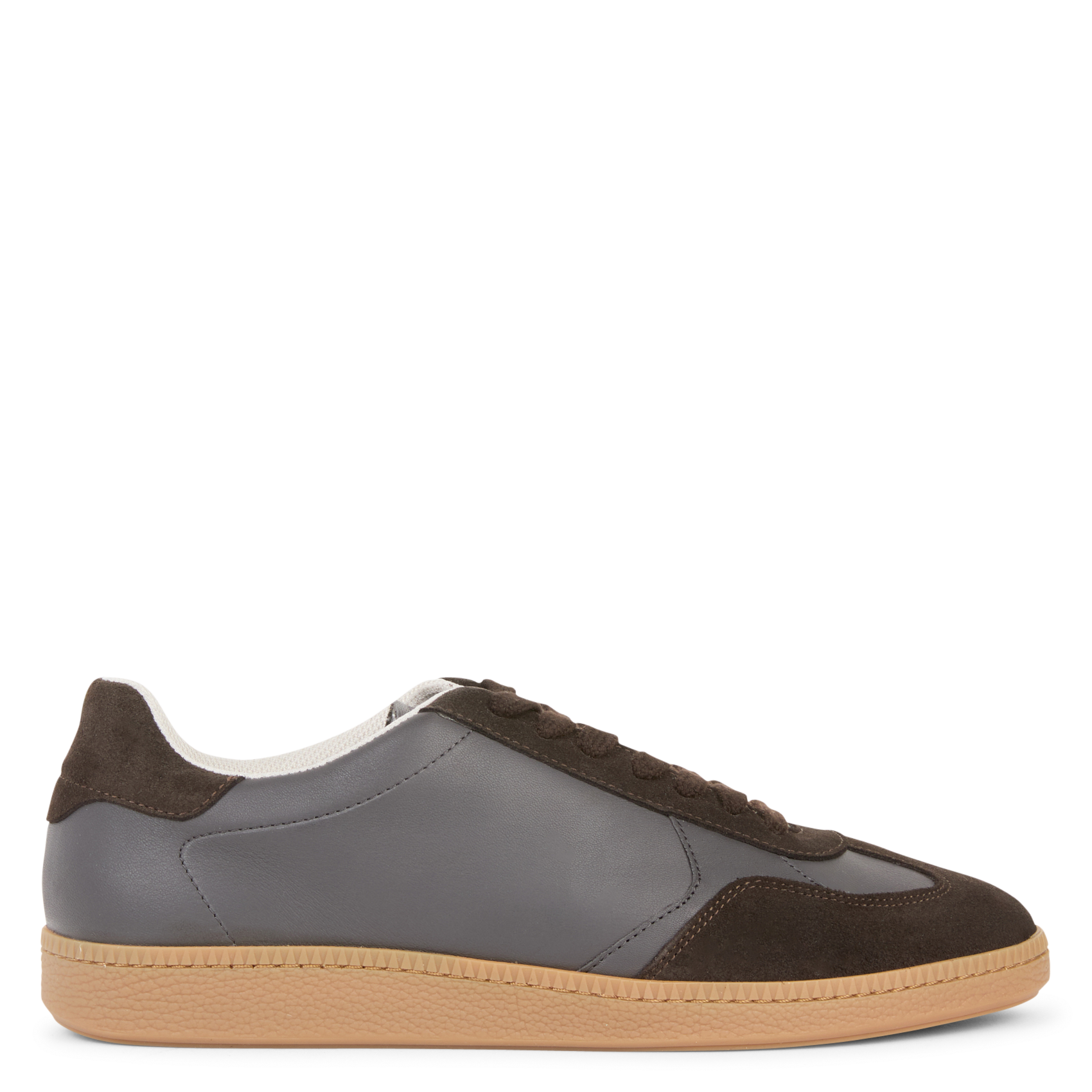 Low-top leather mix sneakers SELECTED Brown