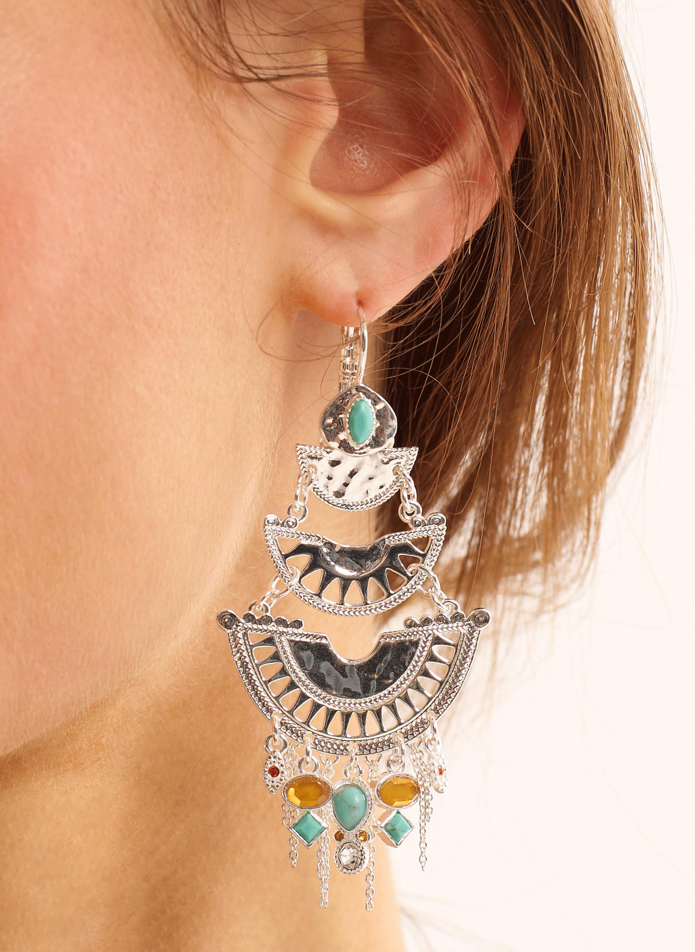 Dangling earrings for pierced ears with beads and charms HIPANEMA Silver