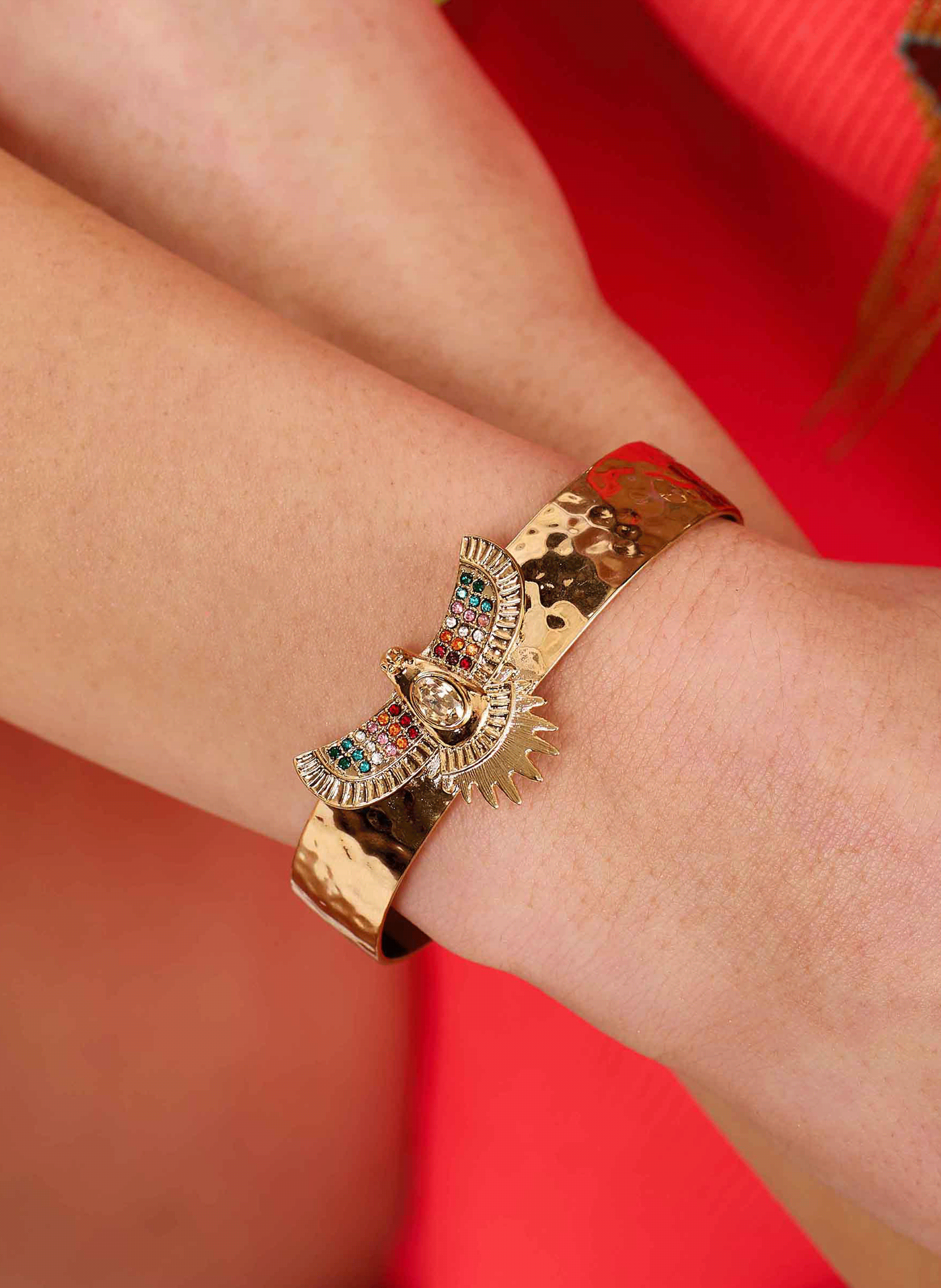 Bangle bracelet with central cabochon and beads HIPANEMA Multicolored