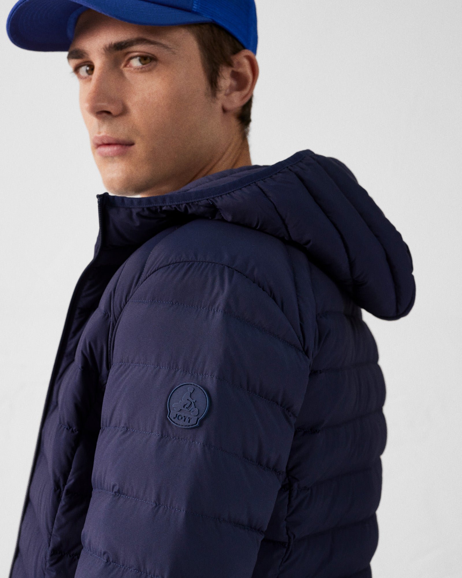 Frantz Stretch Lightweight Hooded Puffer Coat JOTT Blue