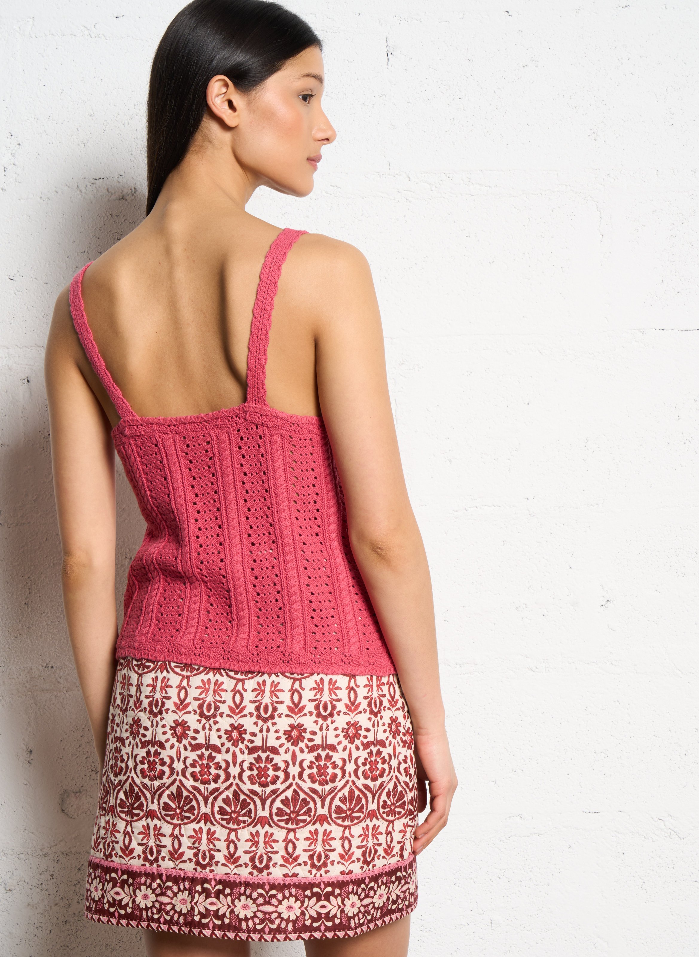 V-neck cotton knit tank top LA PETITE ETOILE Red