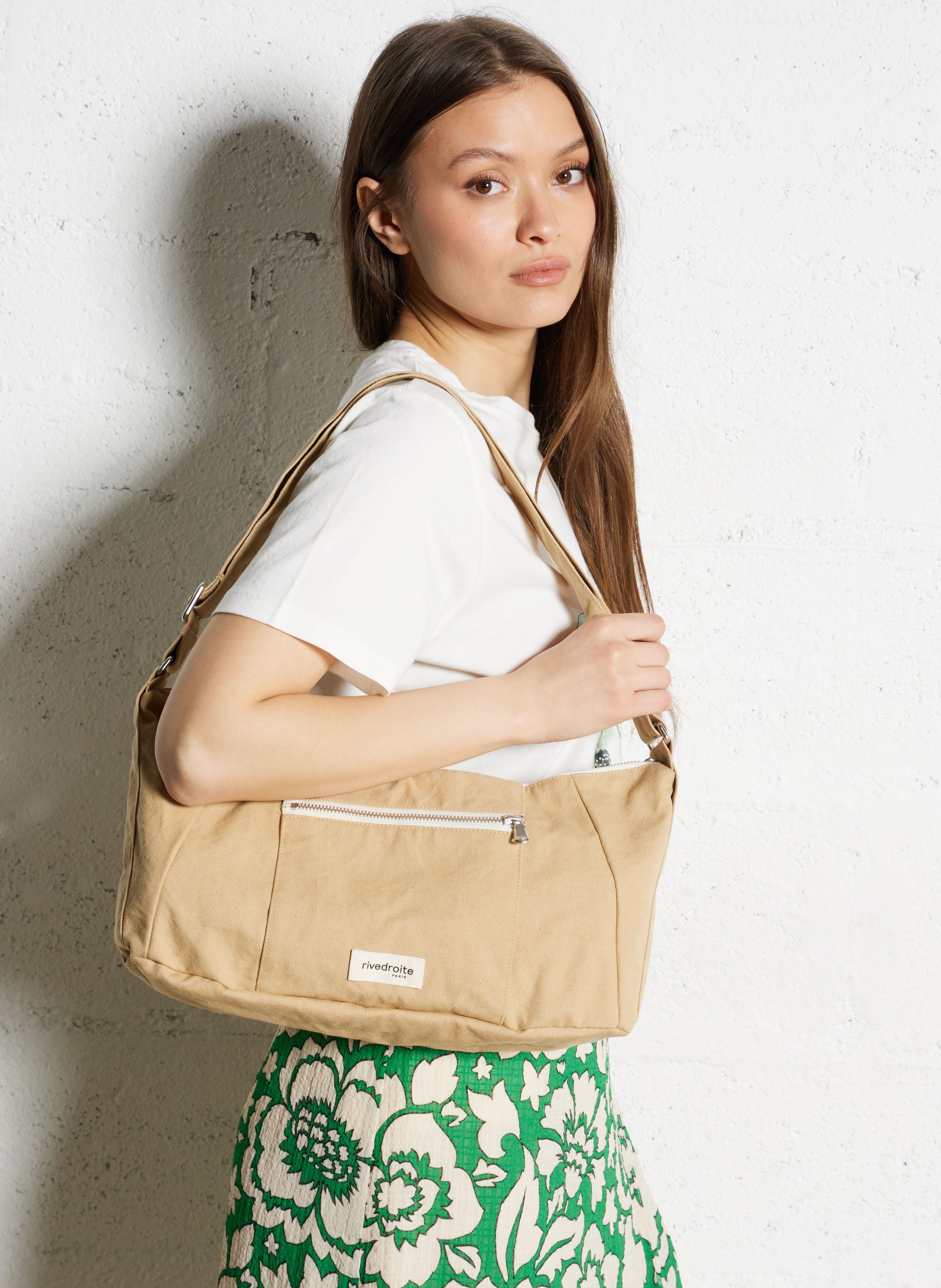 Shoulder bag in blended cotton RIVEDROITE PARIS Beige