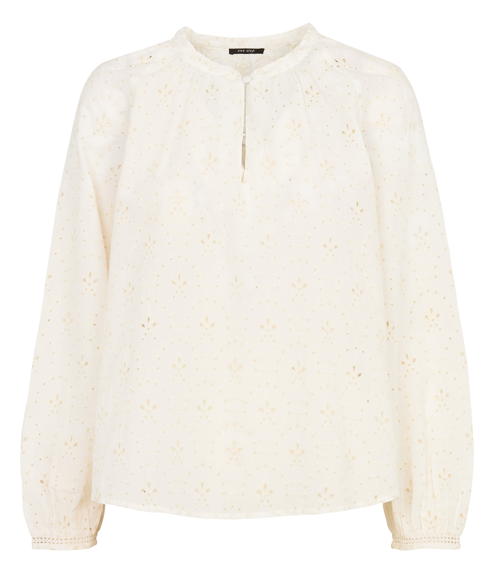 Blouse droite en coton brodé ONE STEP Blanc