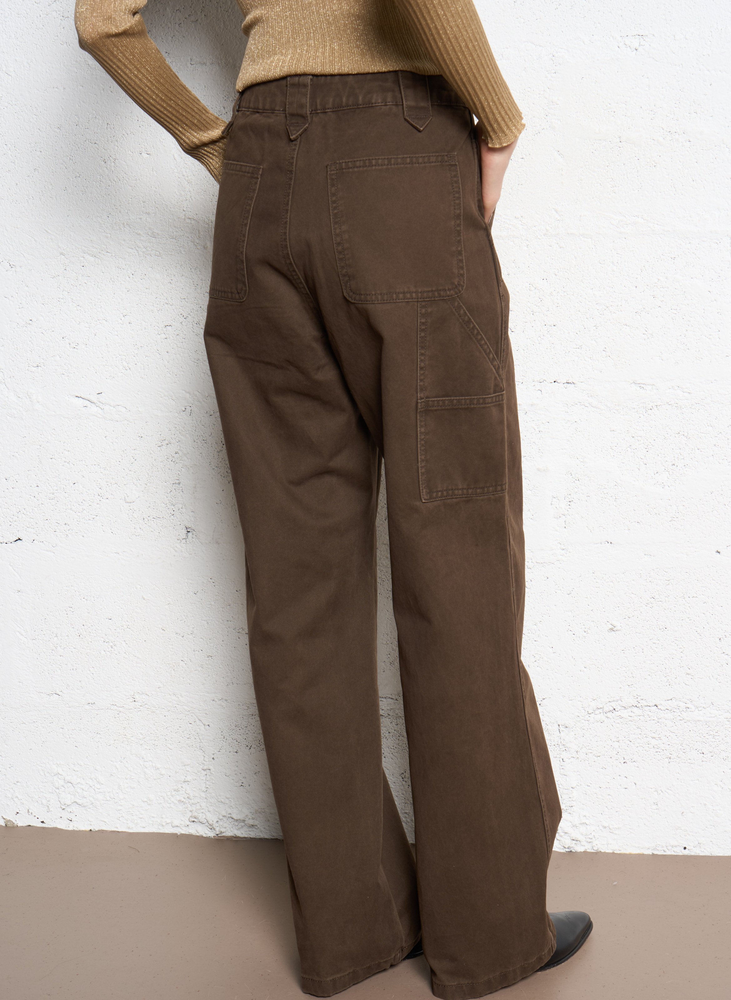 Pantalon droite en coton bio SUNCOO Marron