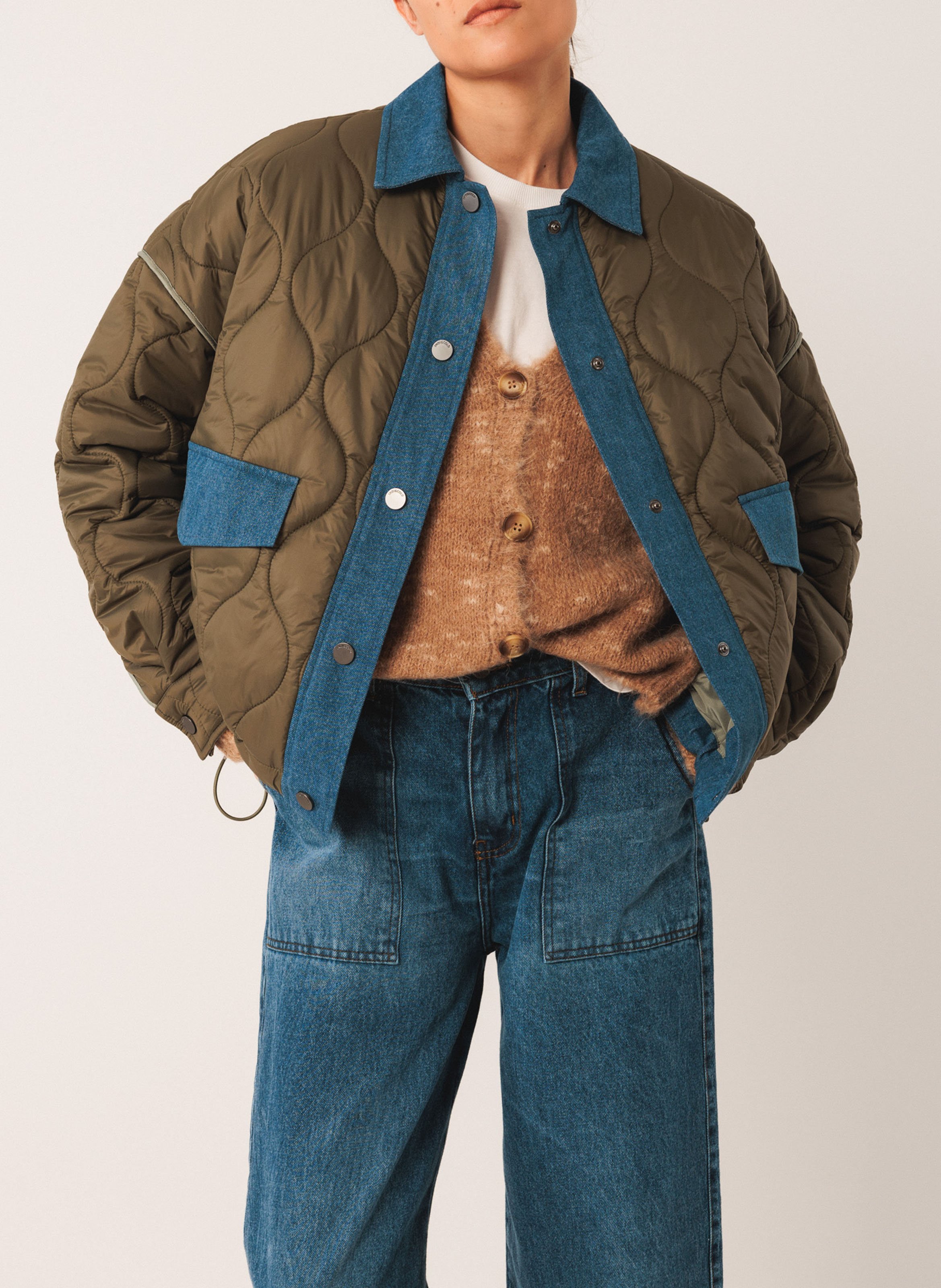 Veste oversize matelassée INDI & COLD Kaki