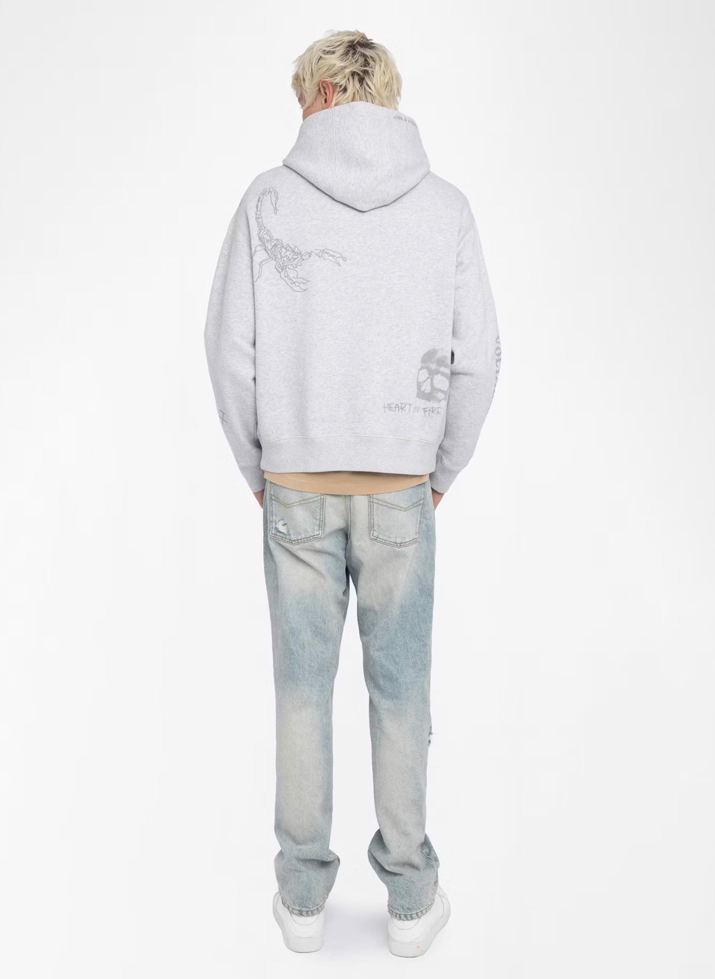 Sweat à capuche en coton imprimé ZADIG&amp;VOLTAIRE Gris