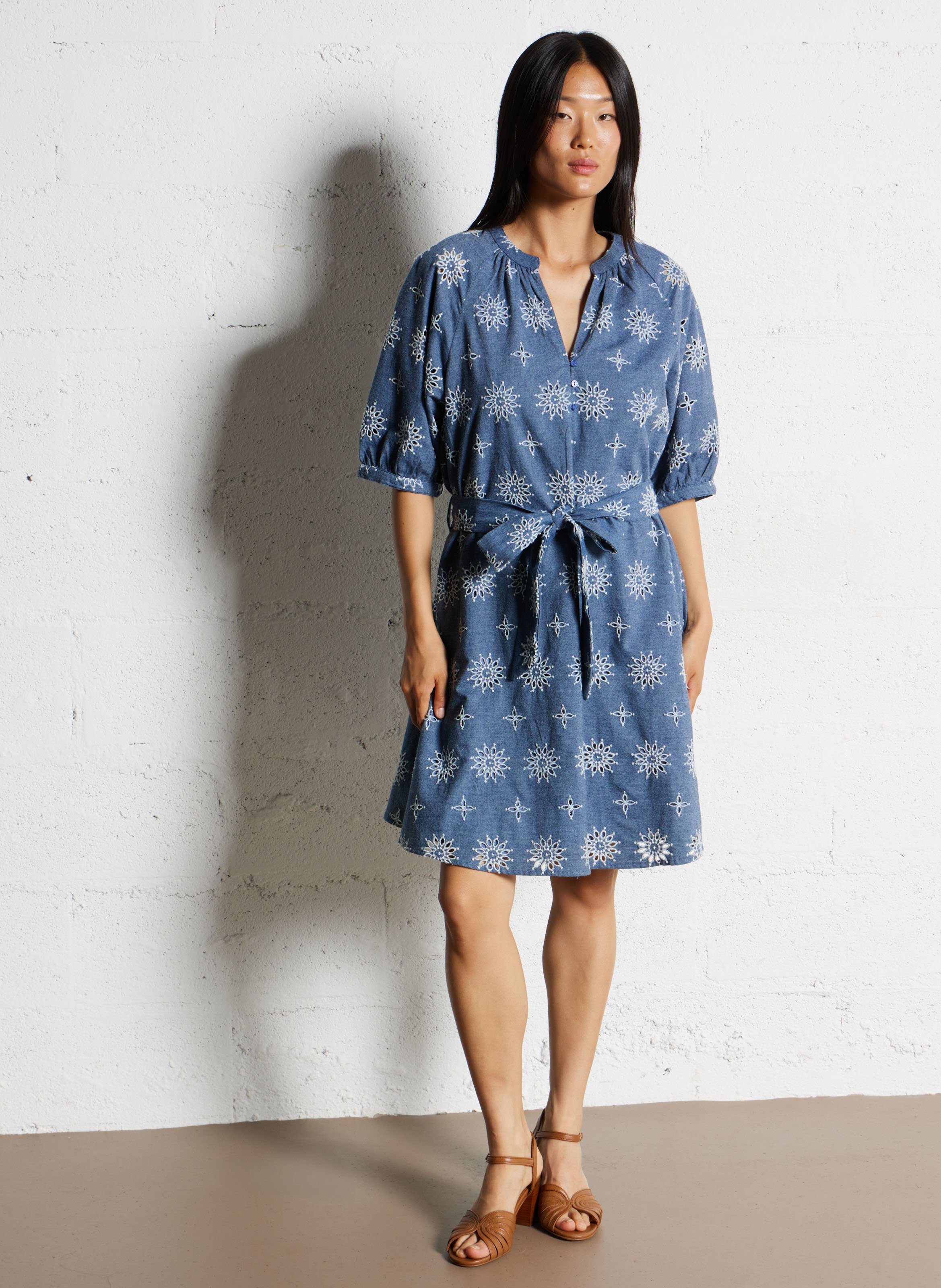 Flat leather mules BOBBIES Brown