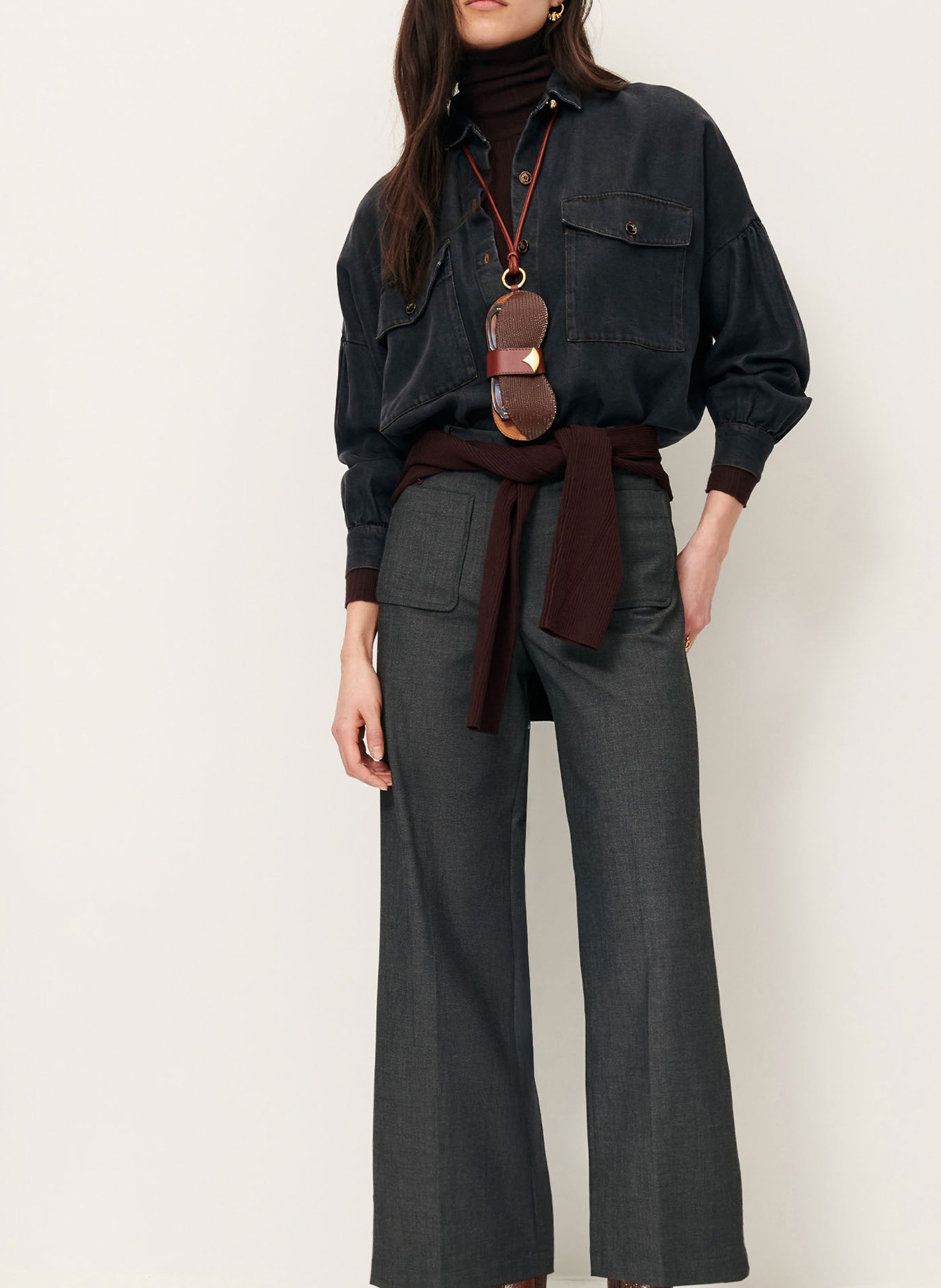 Straight 7/8 pants SESSUN Grey