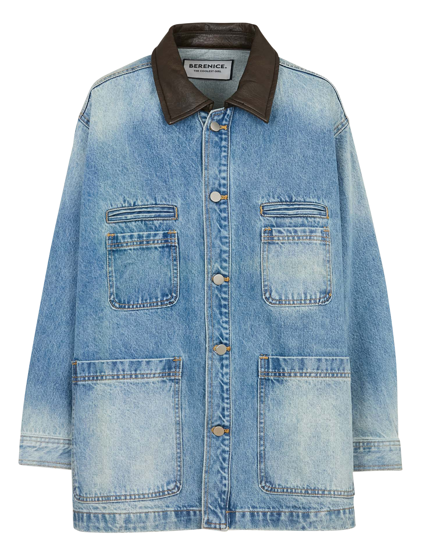Jeansjasje met klassieke kraag BERENICE Blauw