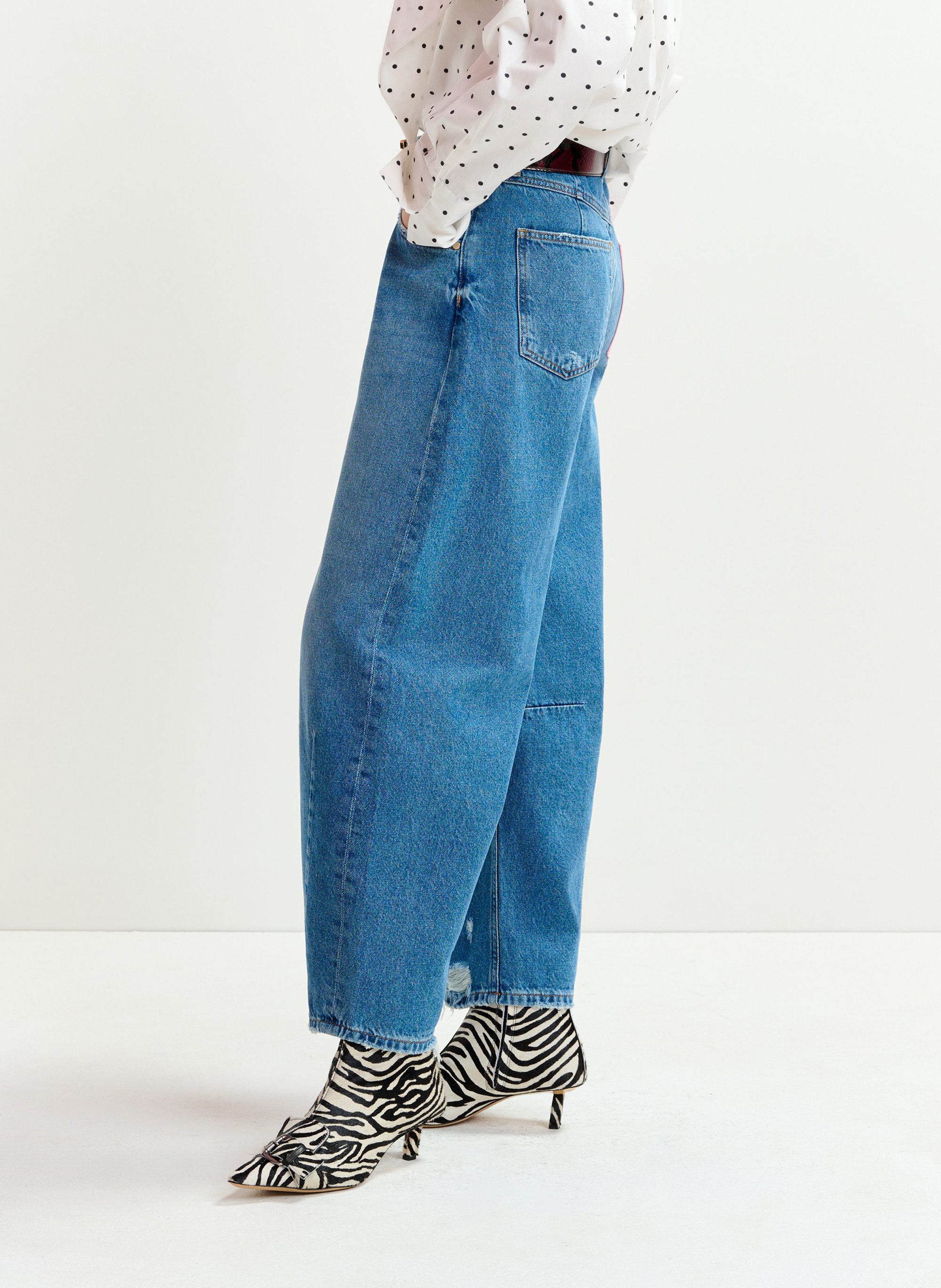 Jean ballon taille haute fantaisie ESSENTIEL ANTWERP Bleu